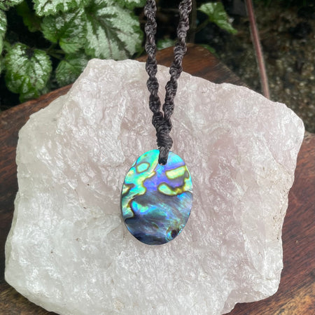 Abalone Shell Pendant, Macrame necklace adjustable, boho