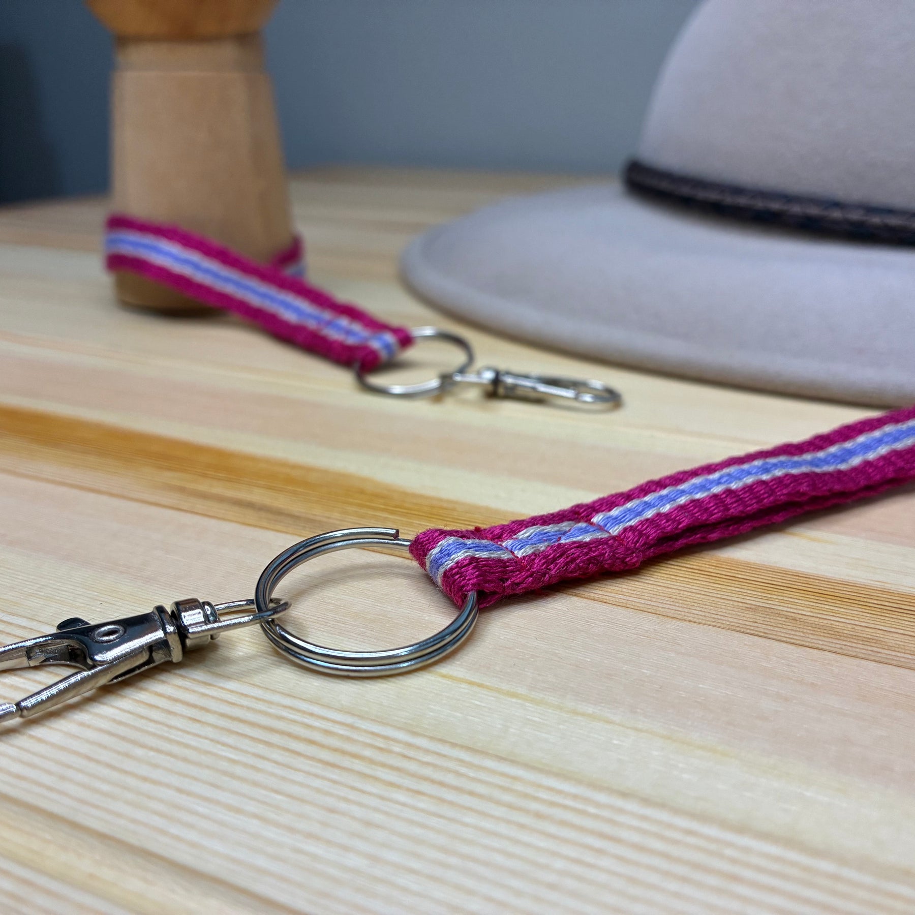 A Little Loom Magic - Raspberry Handwoven Lanyard
