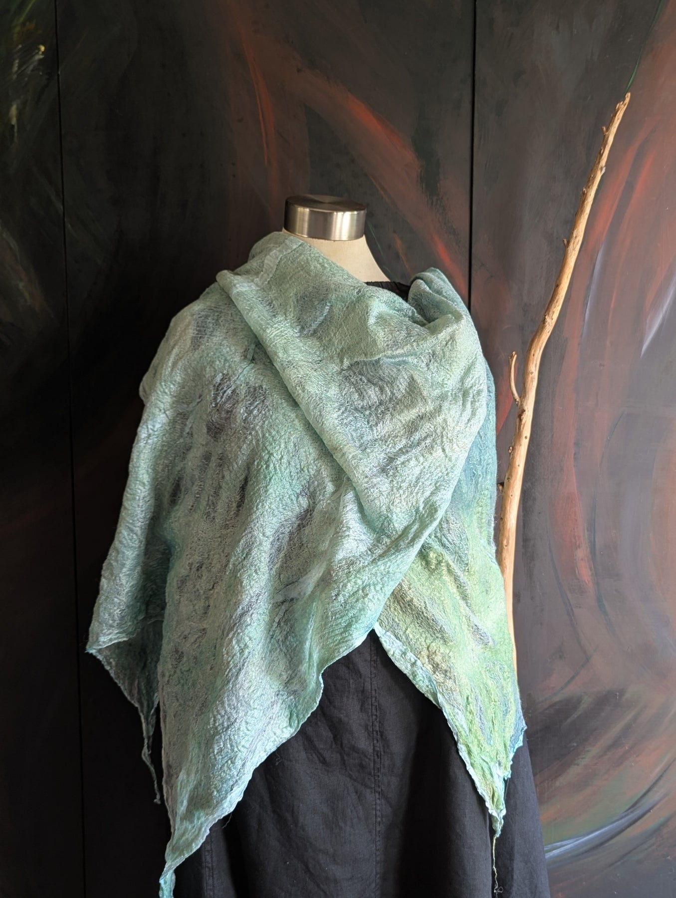 Nuno Felt Shawl- Seafoam