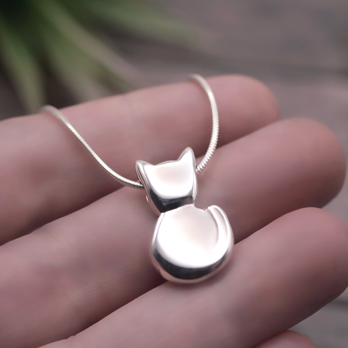 Kitty - Handmade Sterling Silver Cat Pendant with Snake Chain