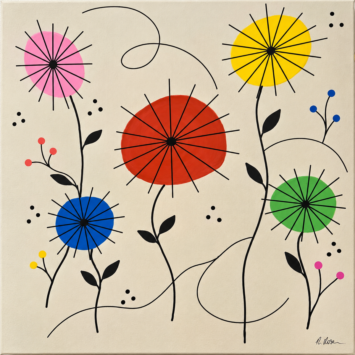 Atomic Blooms - original acrylic painting on canvas