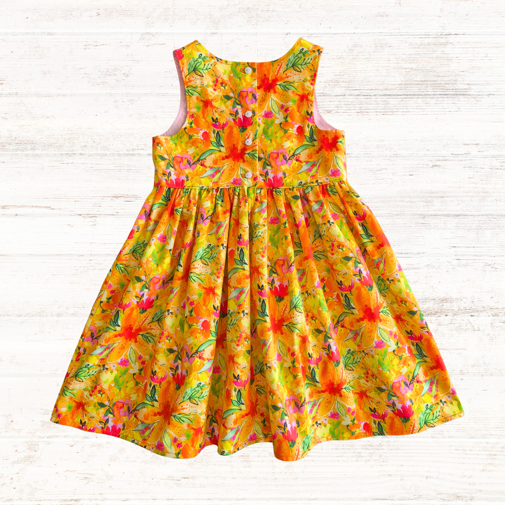 Kids Orange Floral Tea Party Dress Sizes 4 & 8 - Ready To Ship!