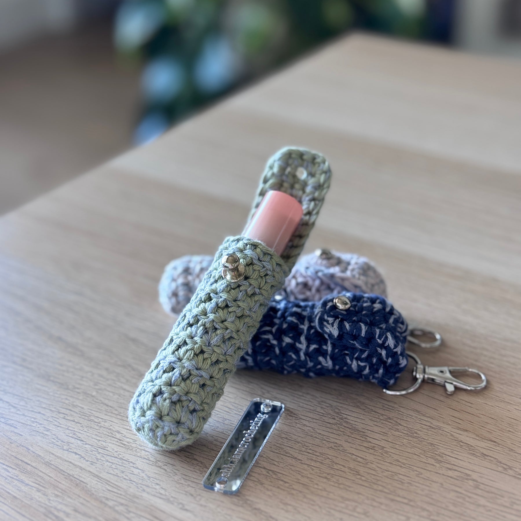 Crochet Lipstick Holder Bag Charm | Handmade Lip Balm Holder