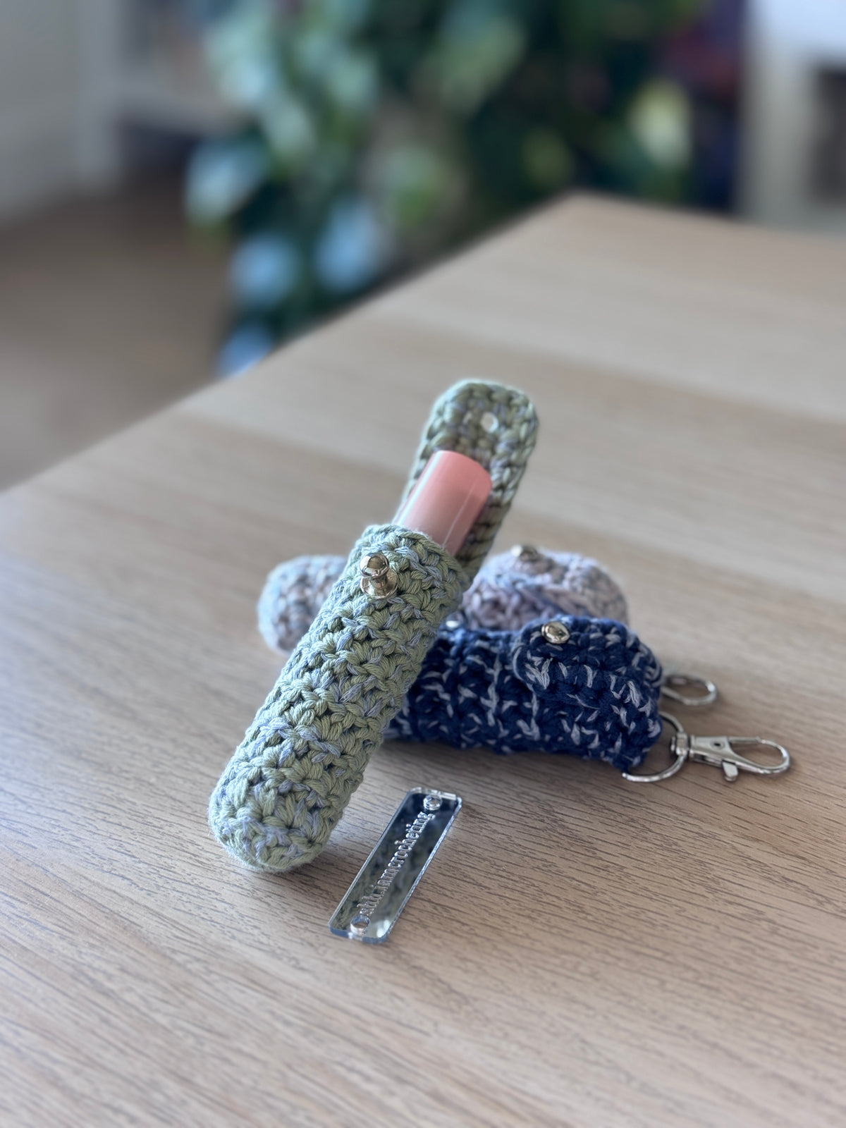 Crochet Lipstick Holder Bag Charm | Handmade Lip Balm Holder