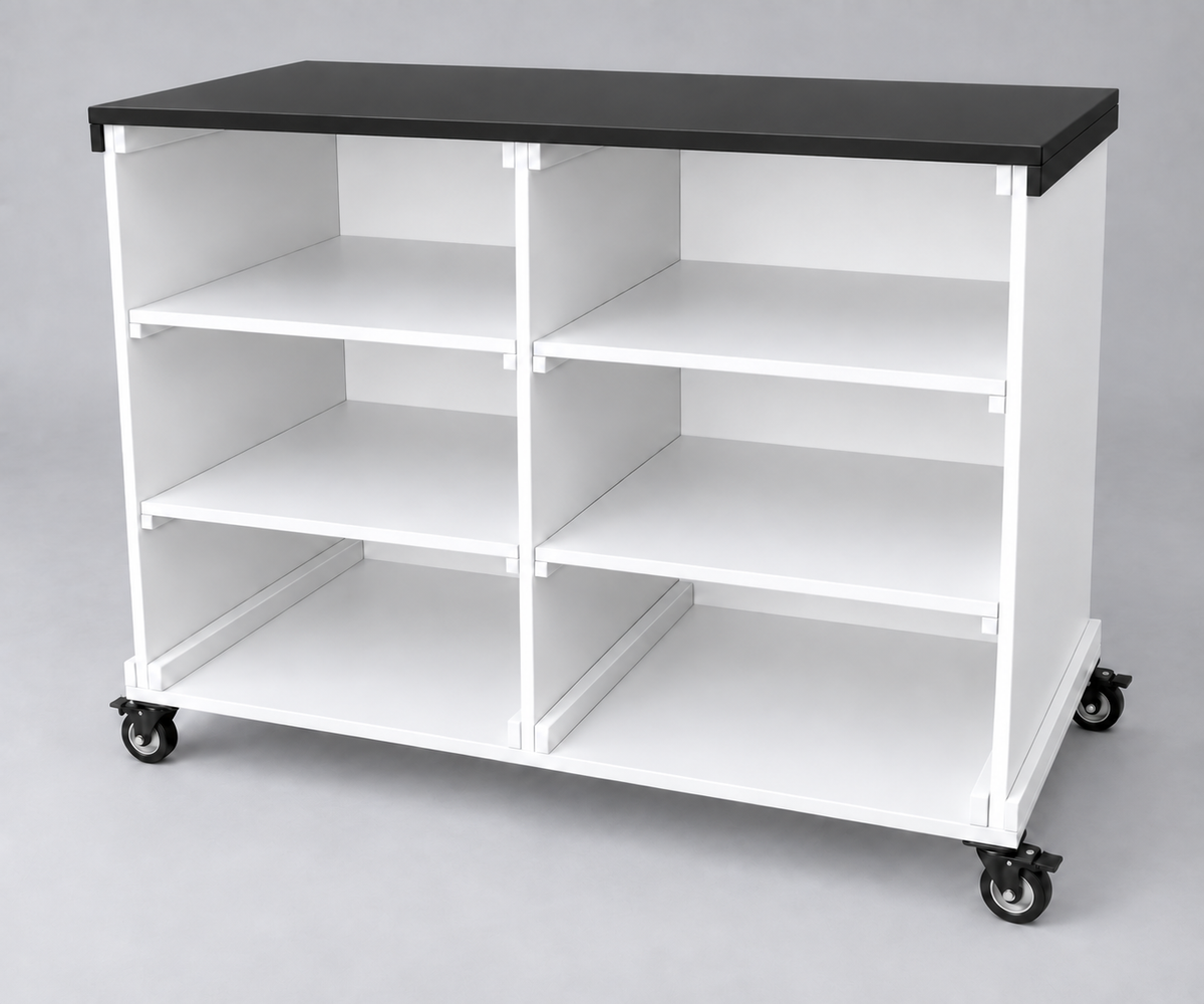 Flat Pack Panel Style Mobile Event Cart - White