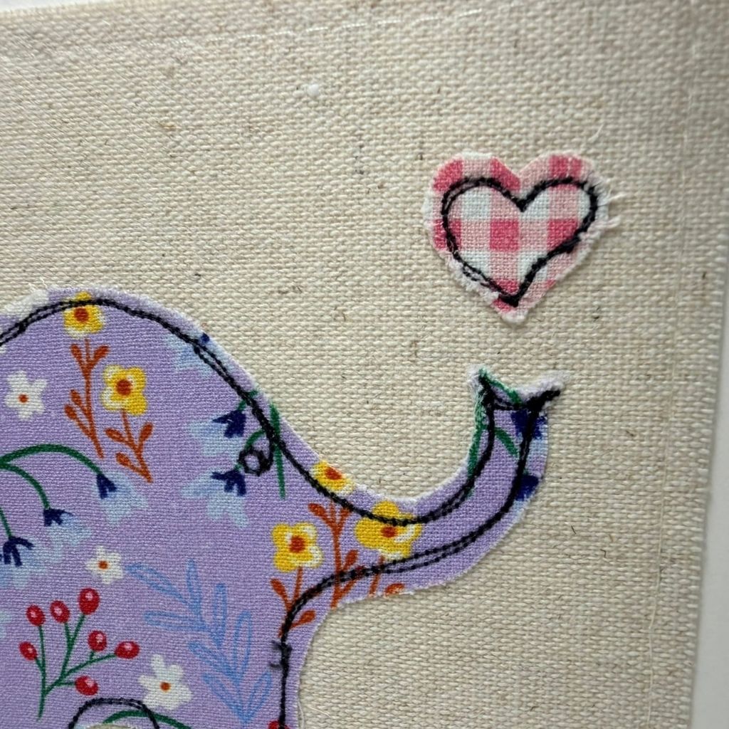 Sweet Little Elephant - Handmade Fabric Greeting Card