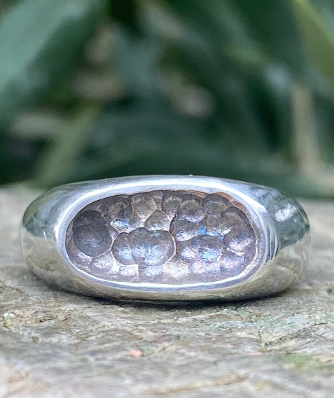 Sterling Silver Pod Ring | Size P½ | Hand Carved