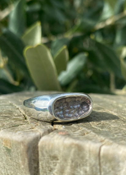 Sterling Silver Pod Ring | Size P½ | Hand Carved