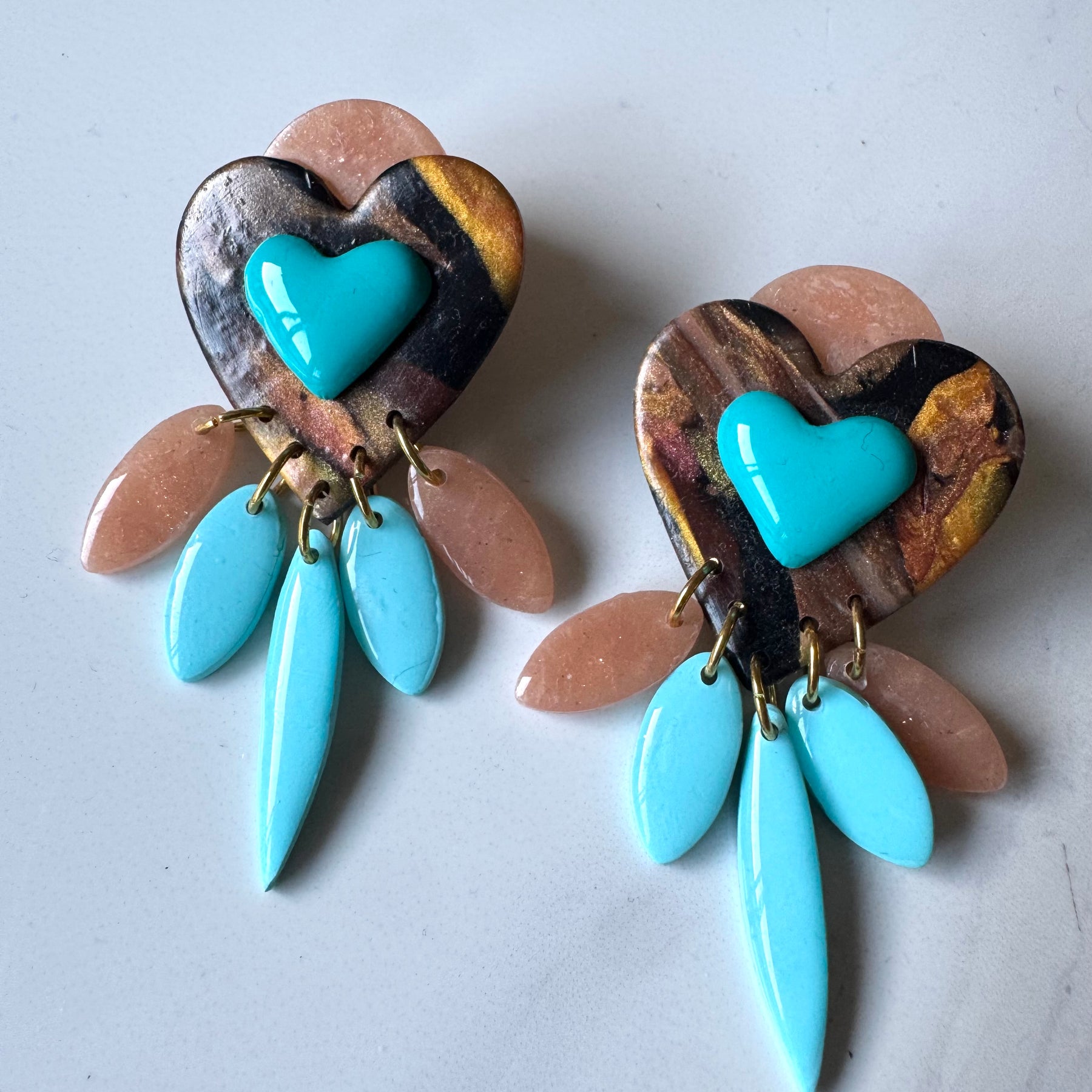 Heart to heart polymer clay earrings