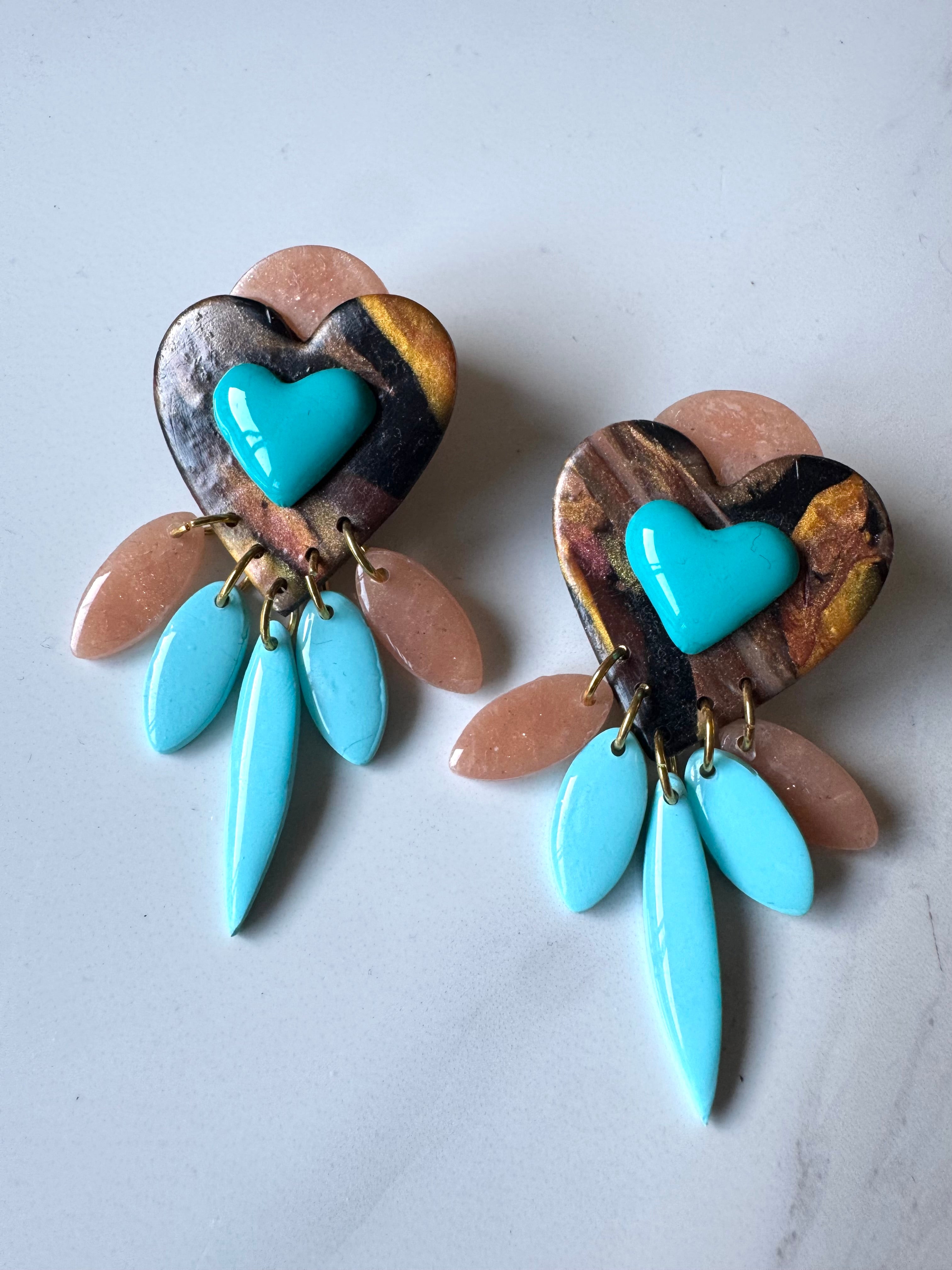 Heart to heart polymer clay earrings