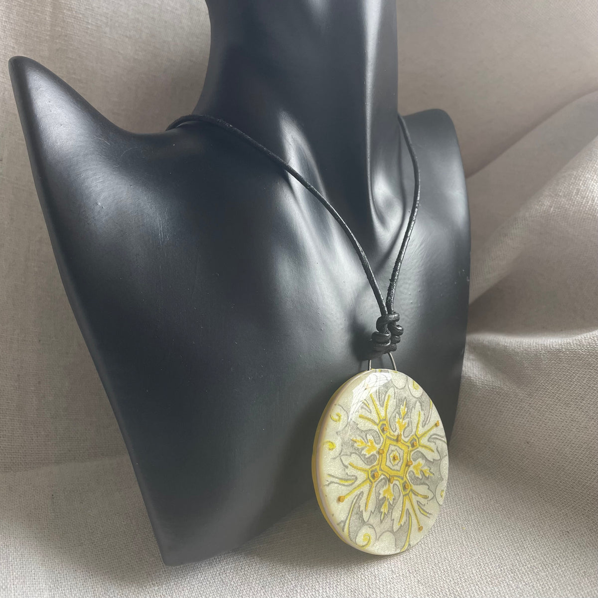 Polymer Clay Mandala Pendant - Golden Sands