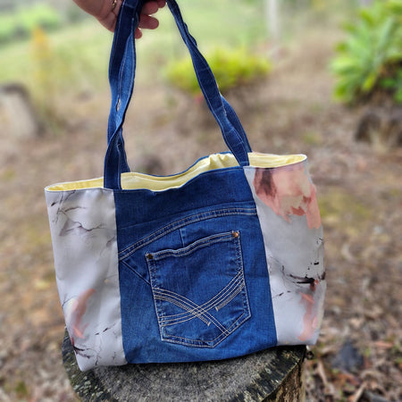 Give old denim a new life with this one-of-a-kind upcycled Tote Handbag!
