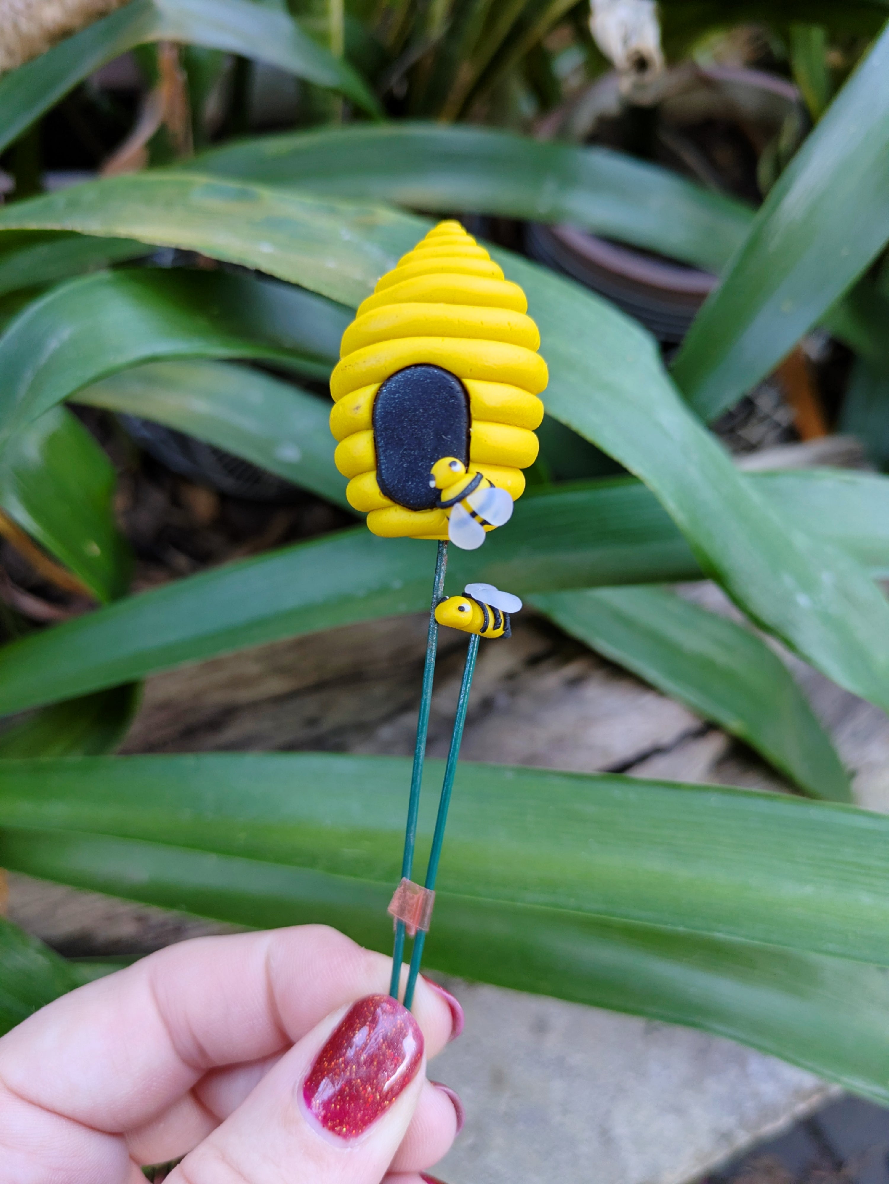 Bumblebee Fairy Door & Beehive Stalk Set