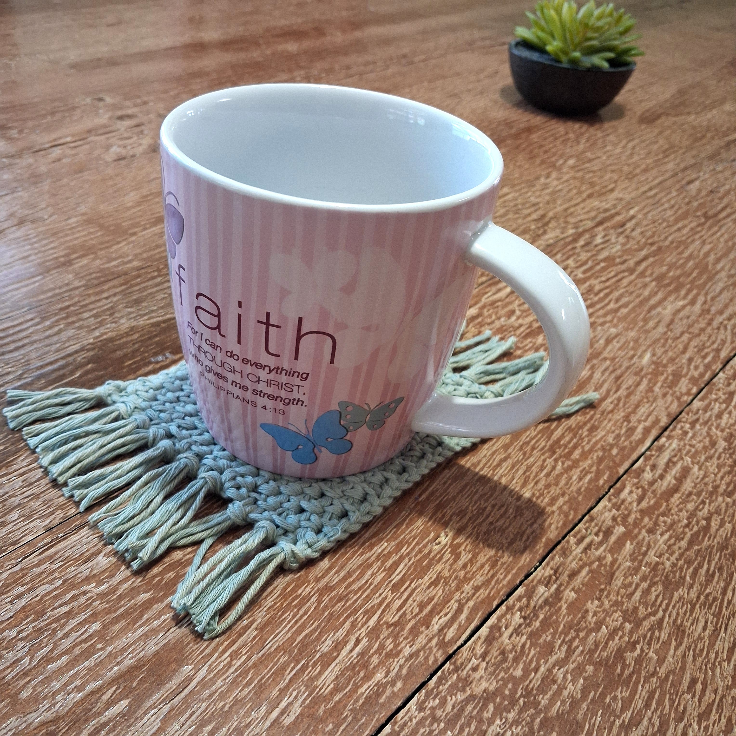 Handmade Crochet Mug Rugs Set of 2 - Cotton