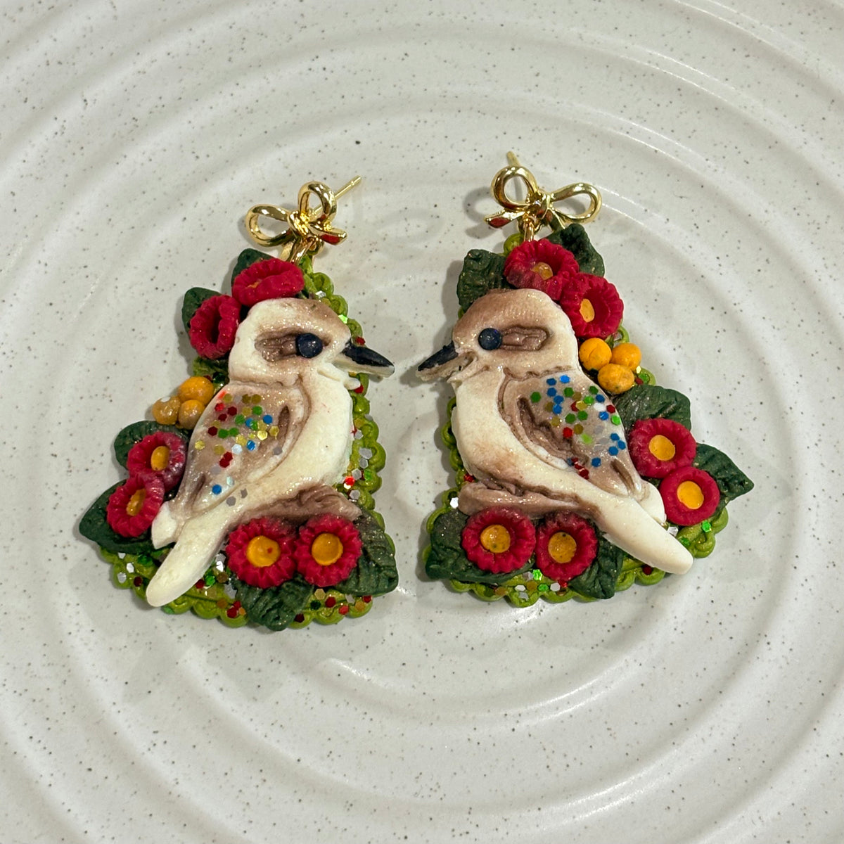 Kookaburra Christmas Tree Earrings