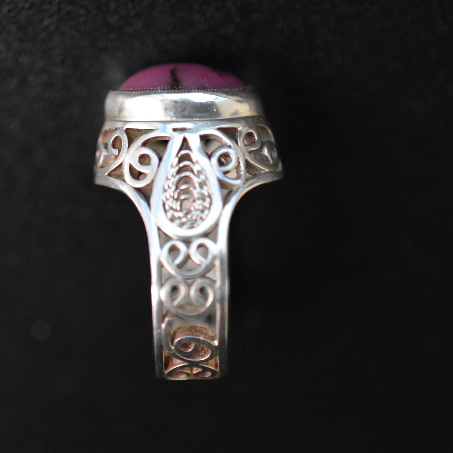Rhodonite Ring size 16.5mm filigree design