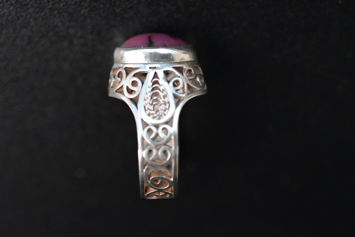Rhodonite Ring size 16.5mm filigree design