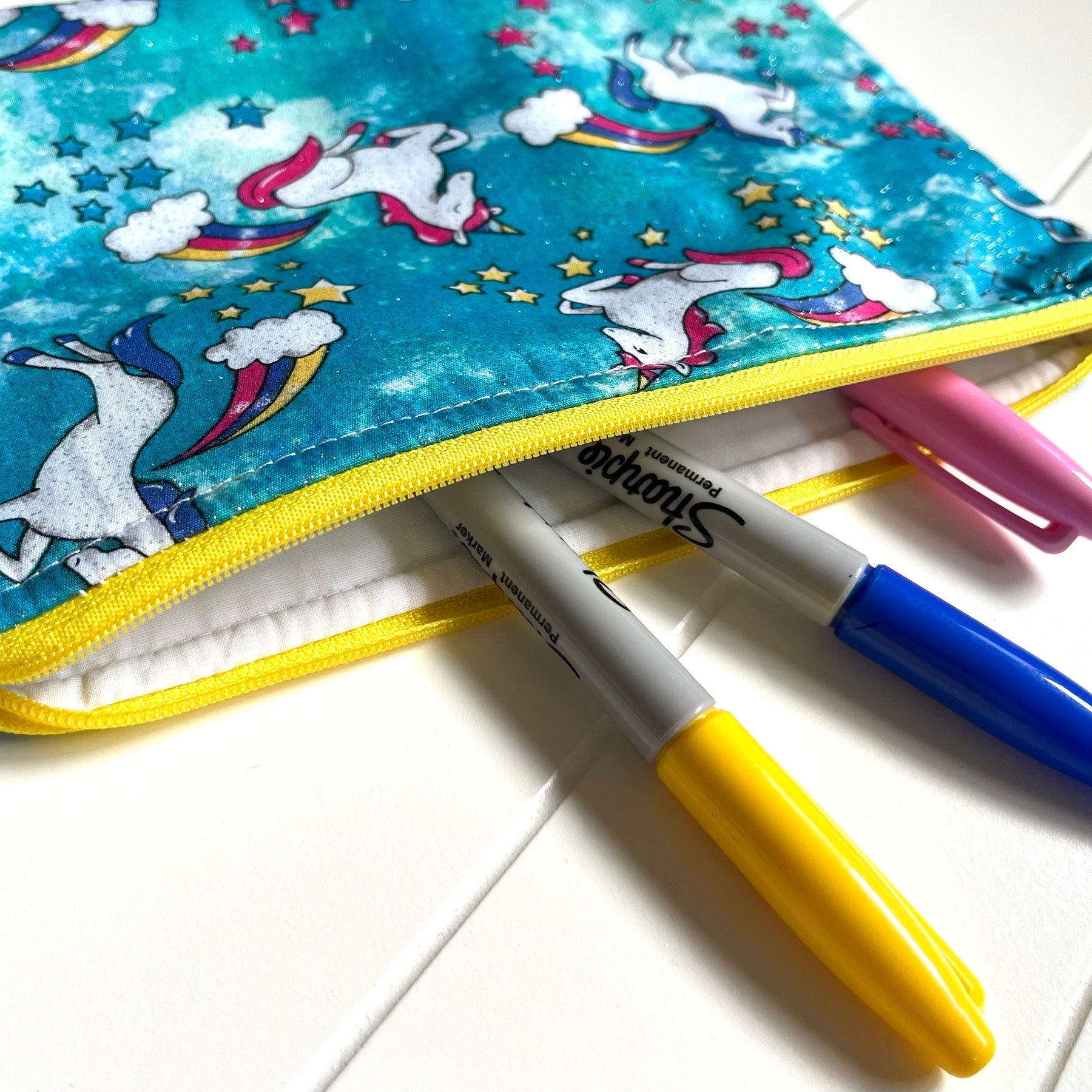 Sparkly unicorns pencil case