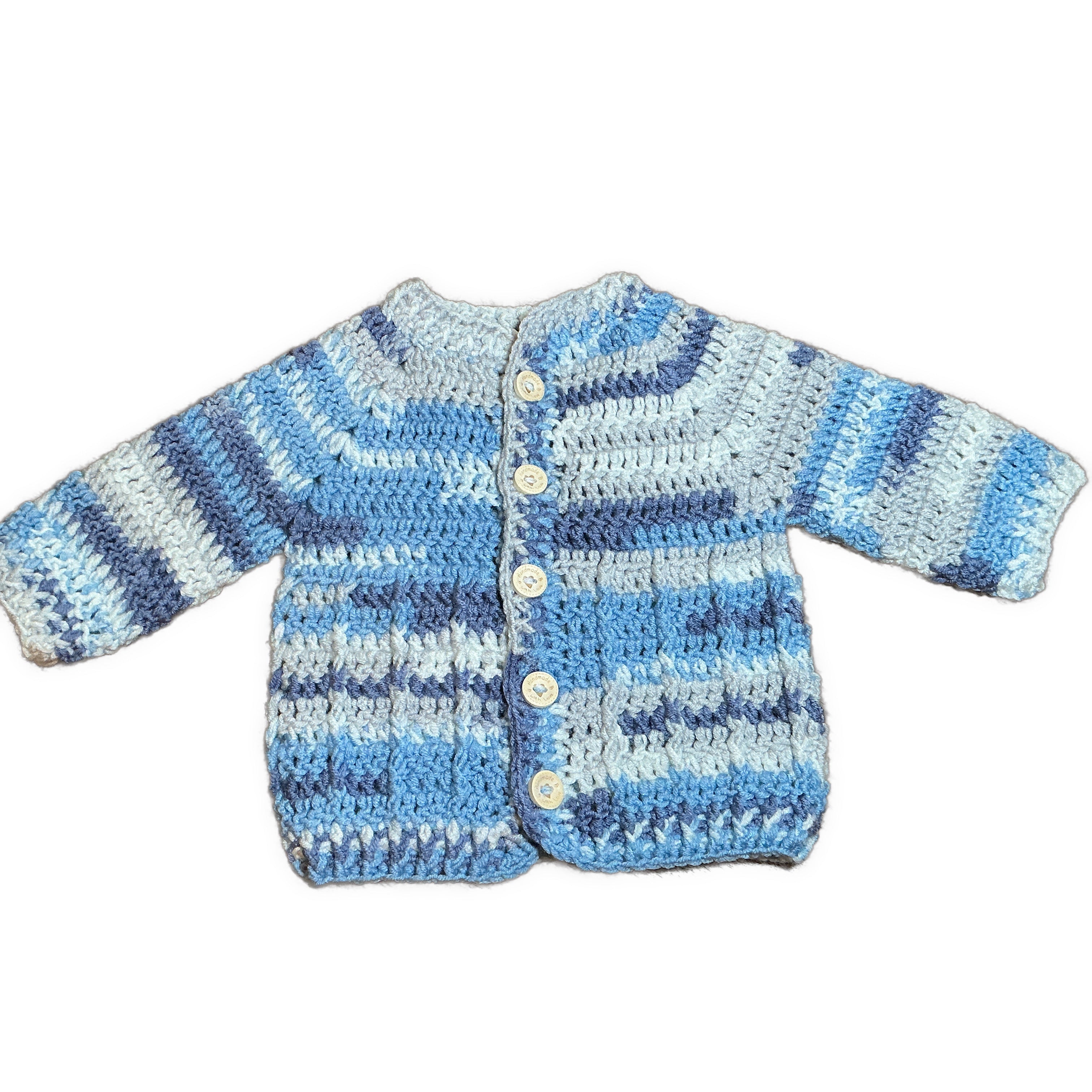 Hand Crocheted “Bambino” Baby Prints Cardigan | 3-6 months