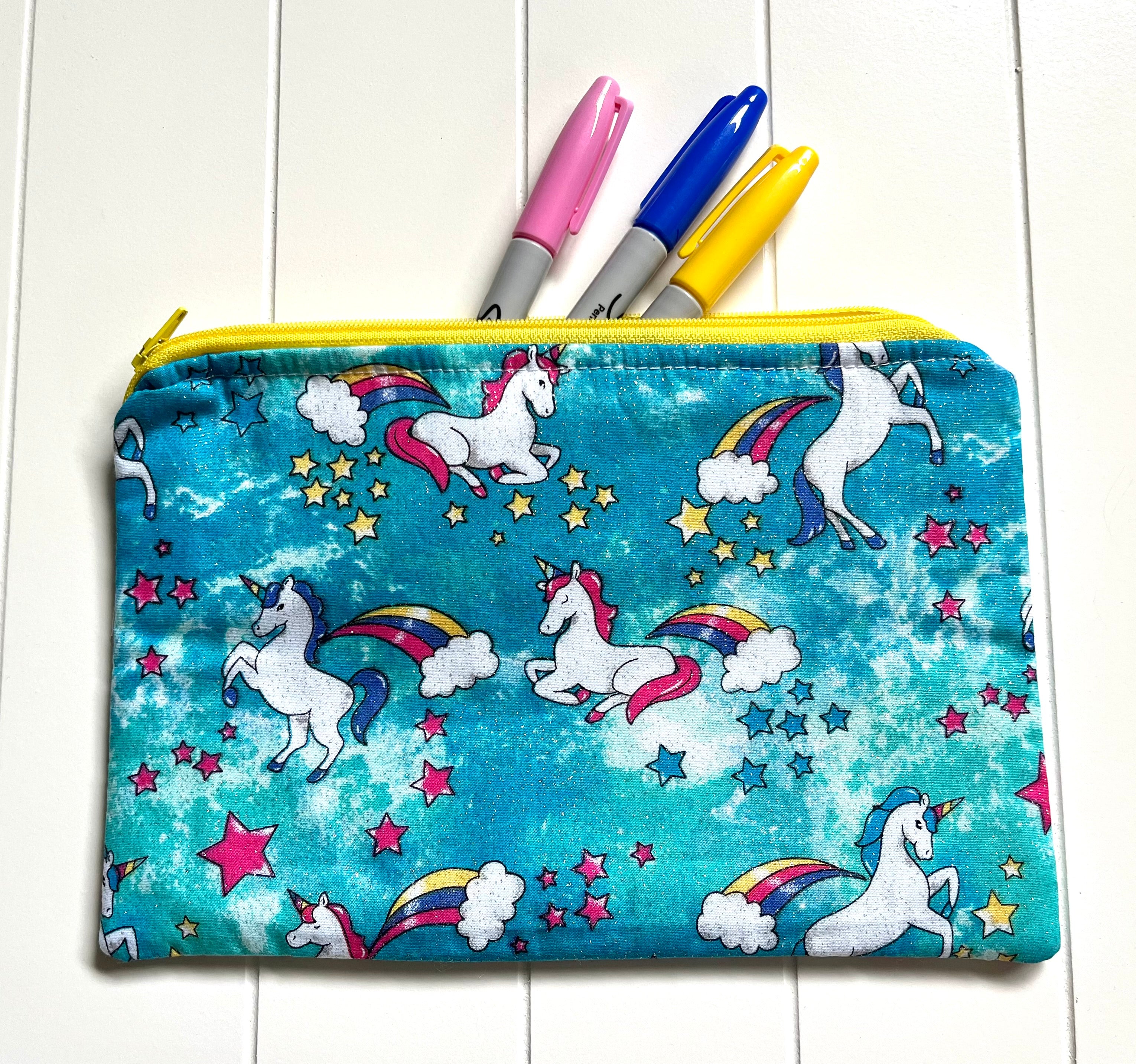 Sparkly unicorns pencil case