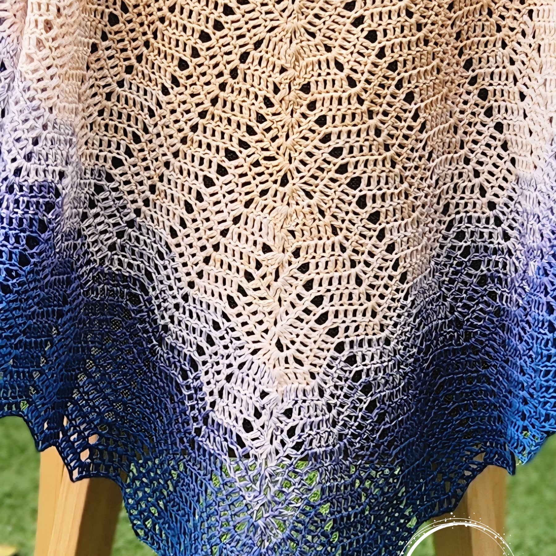 Crochet Blue Ombre Cotton Baby Blanket