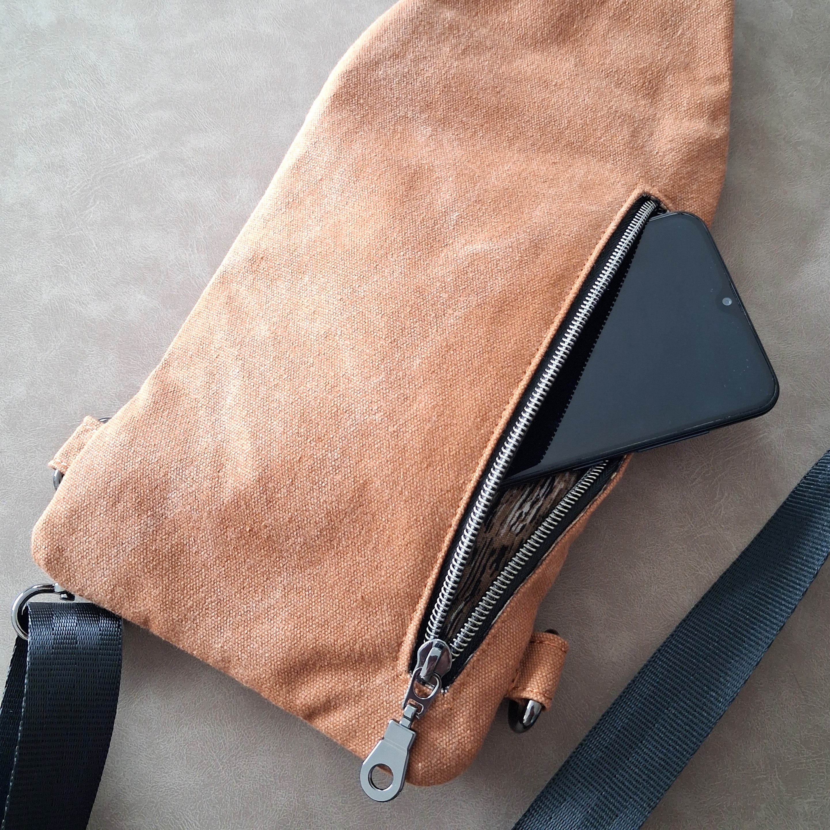 Crossbody Sling – Mini Traveller - Tan Stonewashed Canvas
