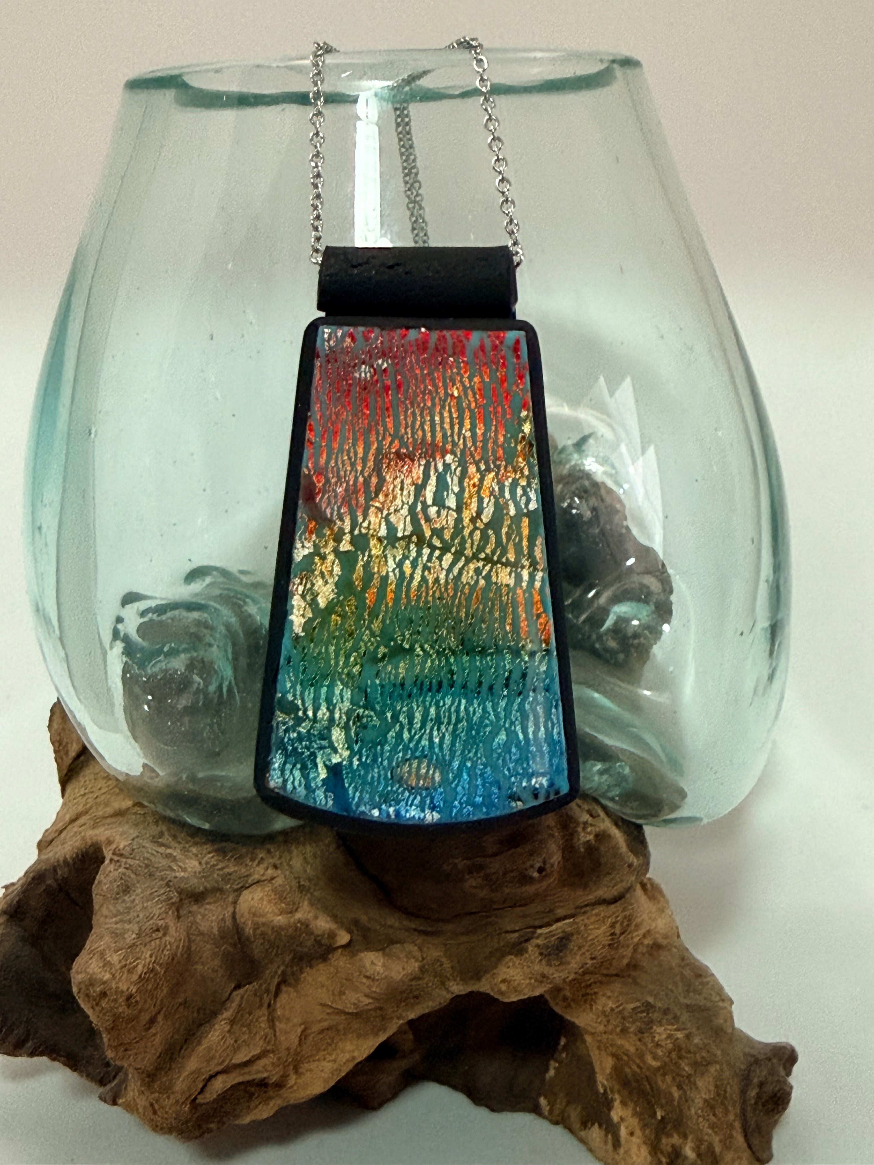 Cracked Foil Alcohol Ink Statement Pendant & Necklace