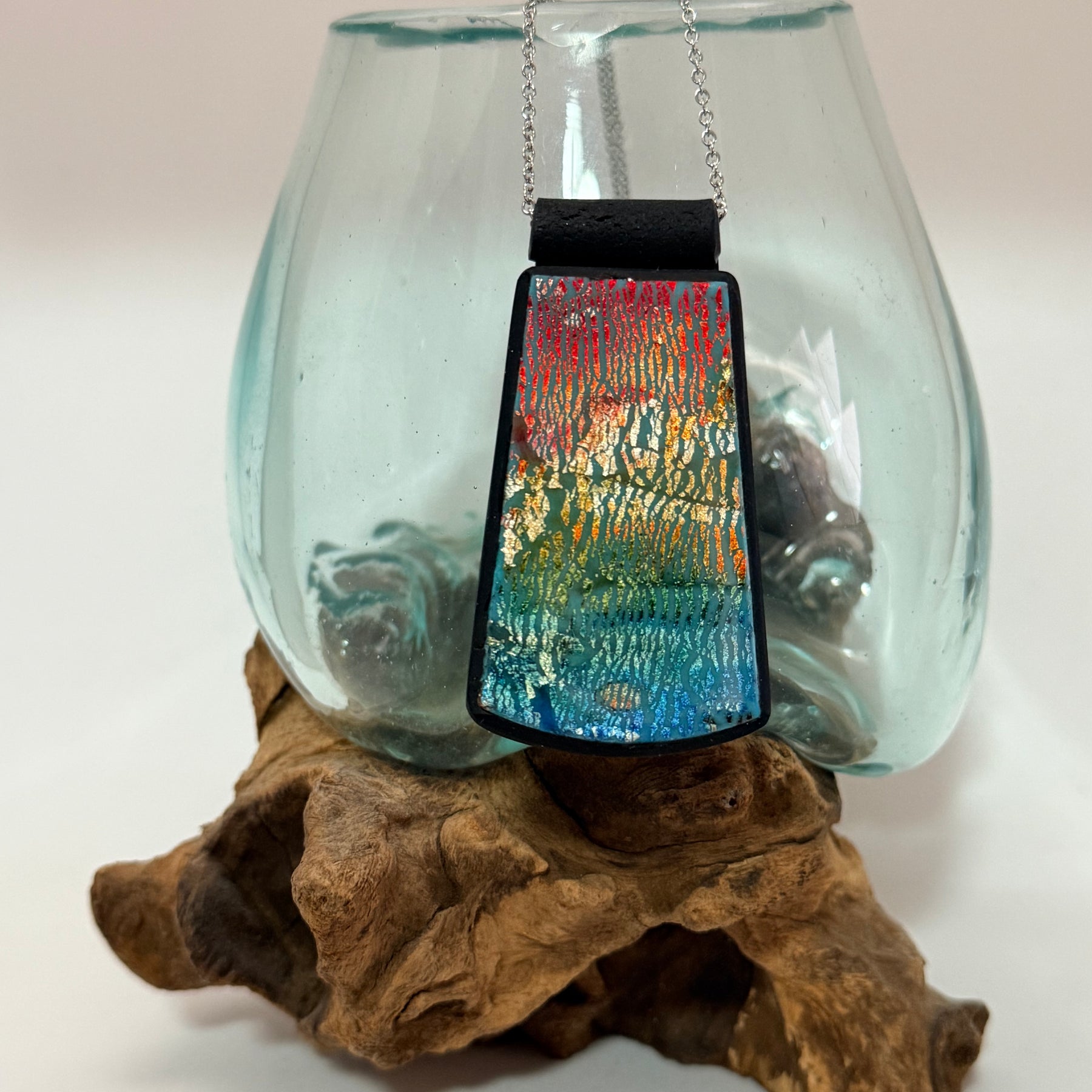 Cracked Foil Alcohol Ink Statement Pendant & Necklace
