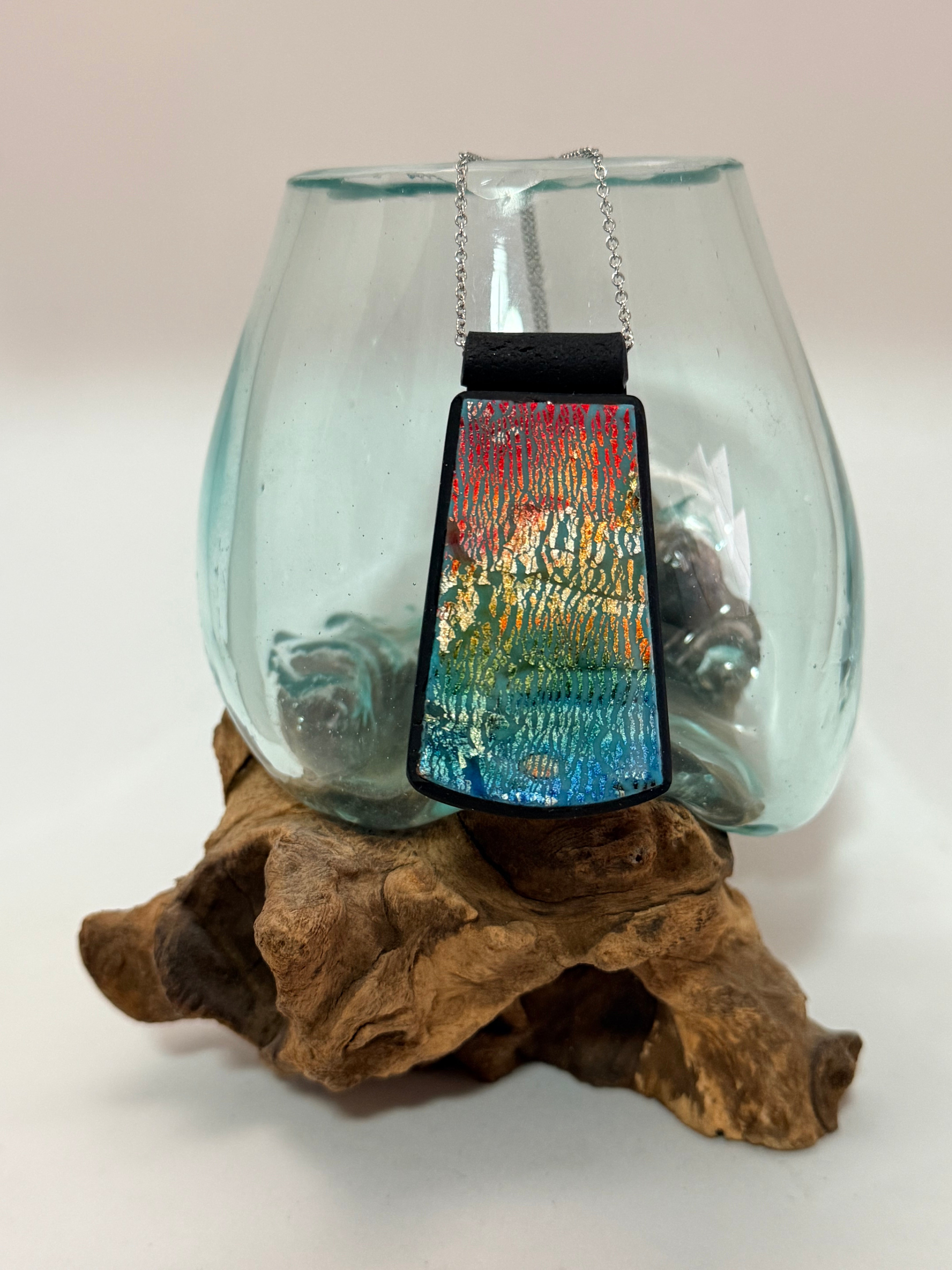 Cracked Foil Alcohol Ink Statement Pendant & Necklace