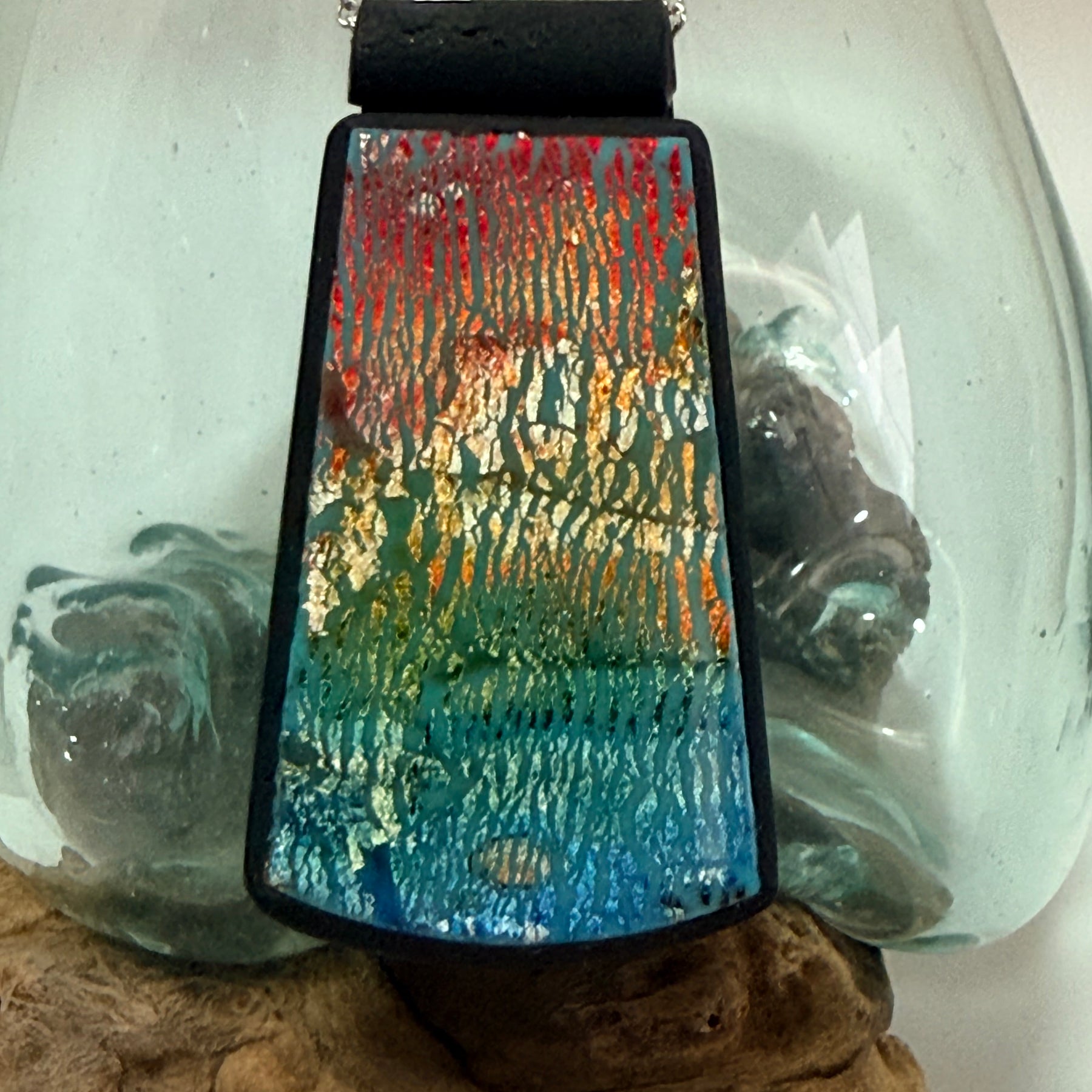 Cracked Foil Alcohol Ink Statement Pendant & Necklace