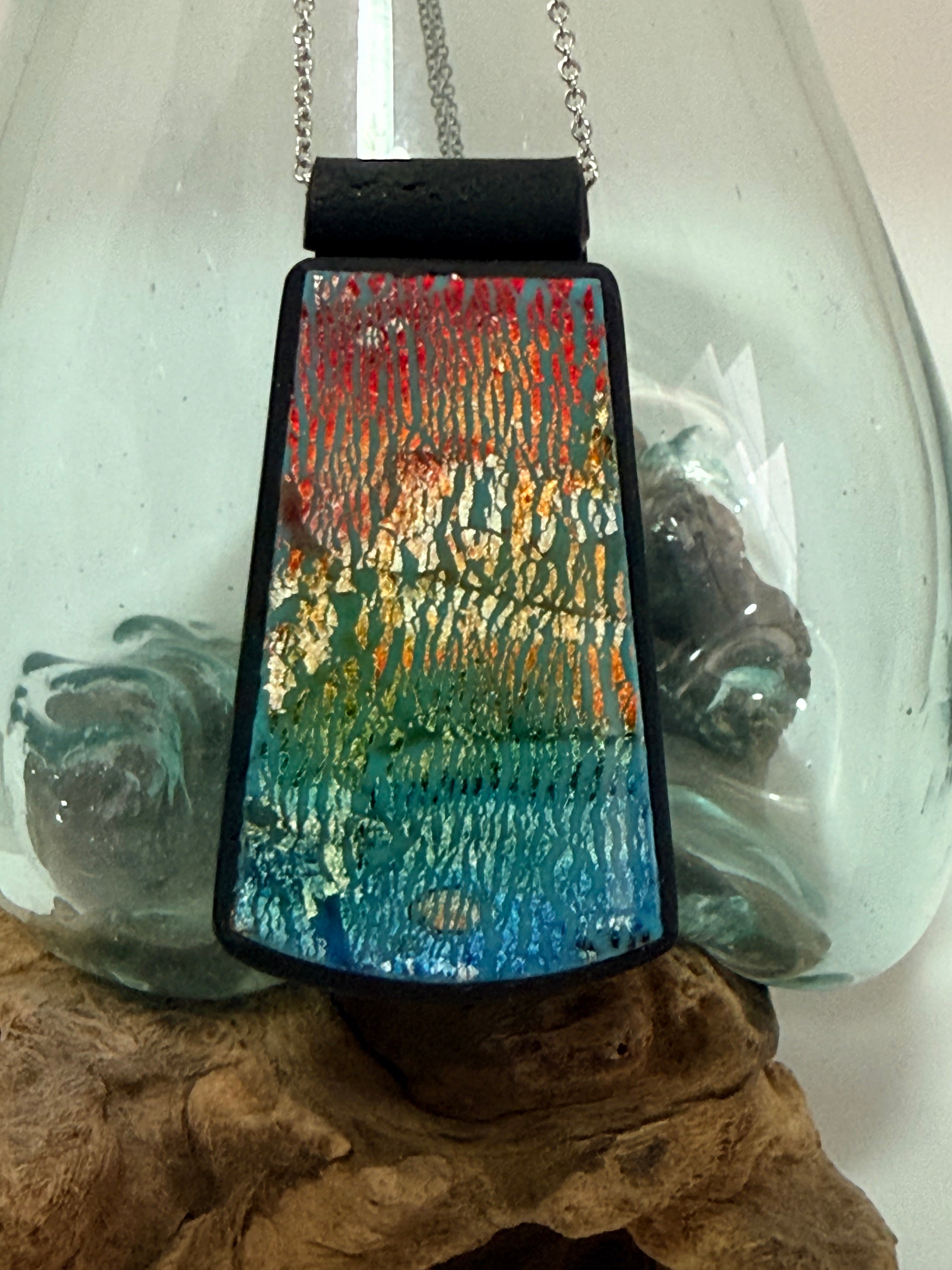 Cracked Foil Alcohol Ink Statement Pendant & Necklace