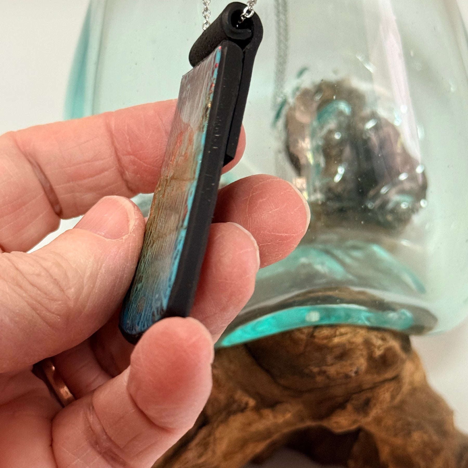 Cracked Foil Alcohol Ink Statement Pendant & Necklace
