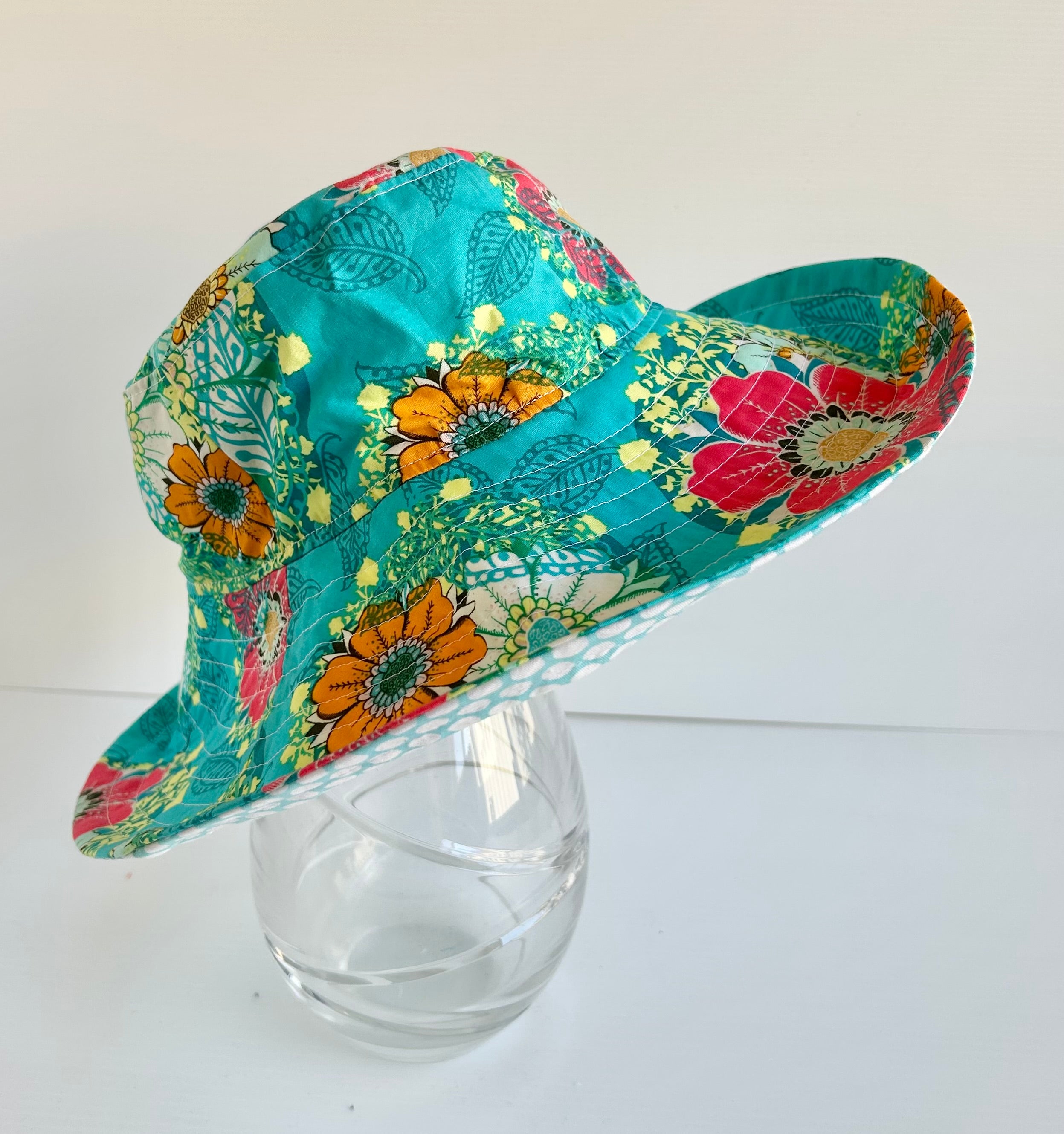 Ready to post- Large size wide brim hats with chin strap- reduced price