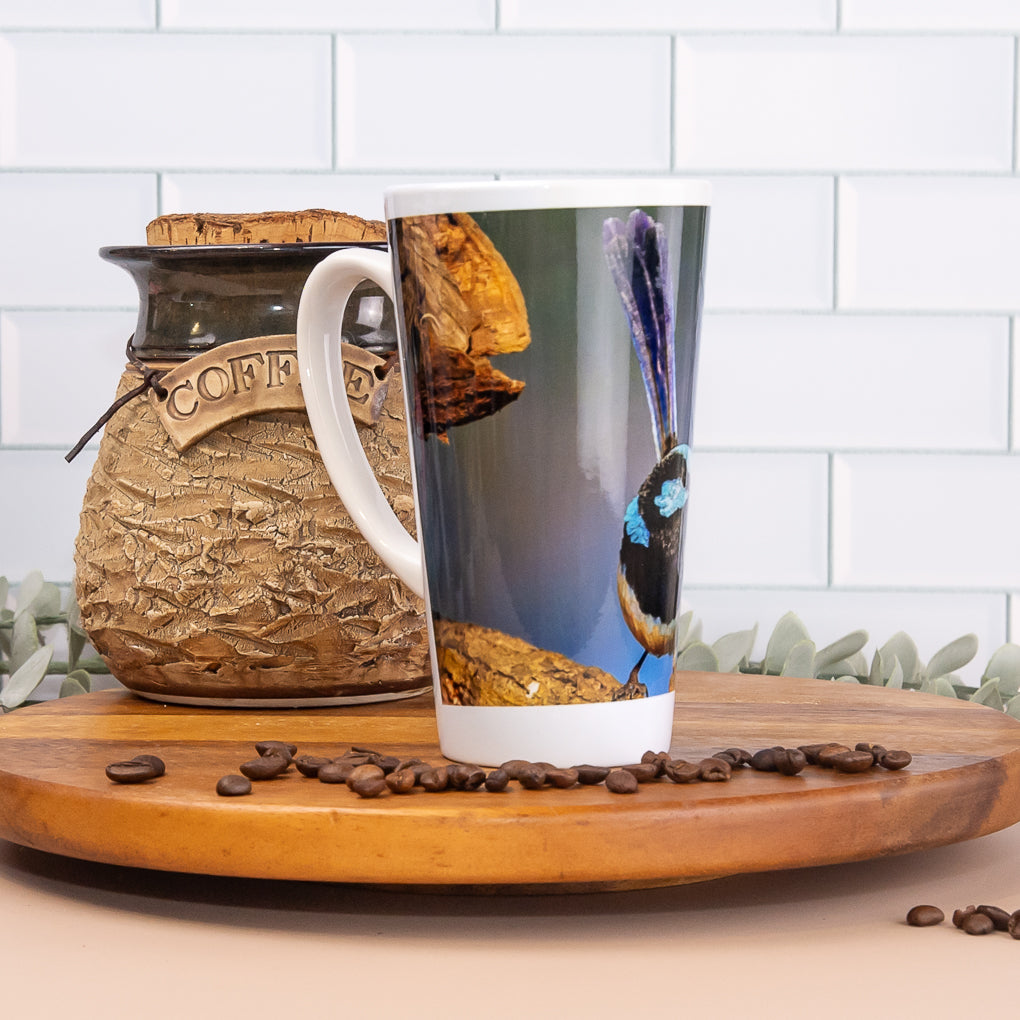 Bush Birds - Latte / Coffee Mugs- Laughing Kookaburra, Superb Fairy-wren