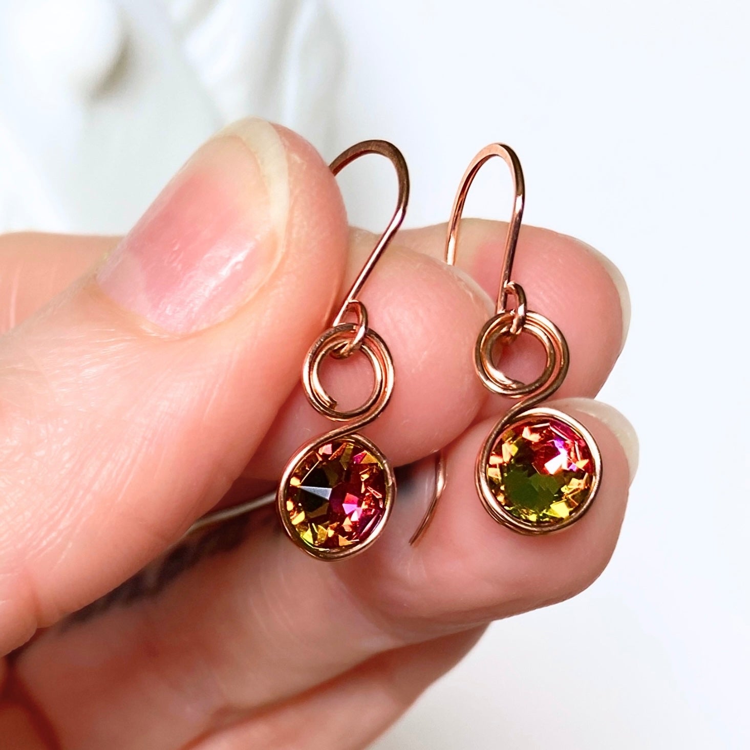Birthstone crystal dangle earrings | 14k Gold-filled | Multiple options