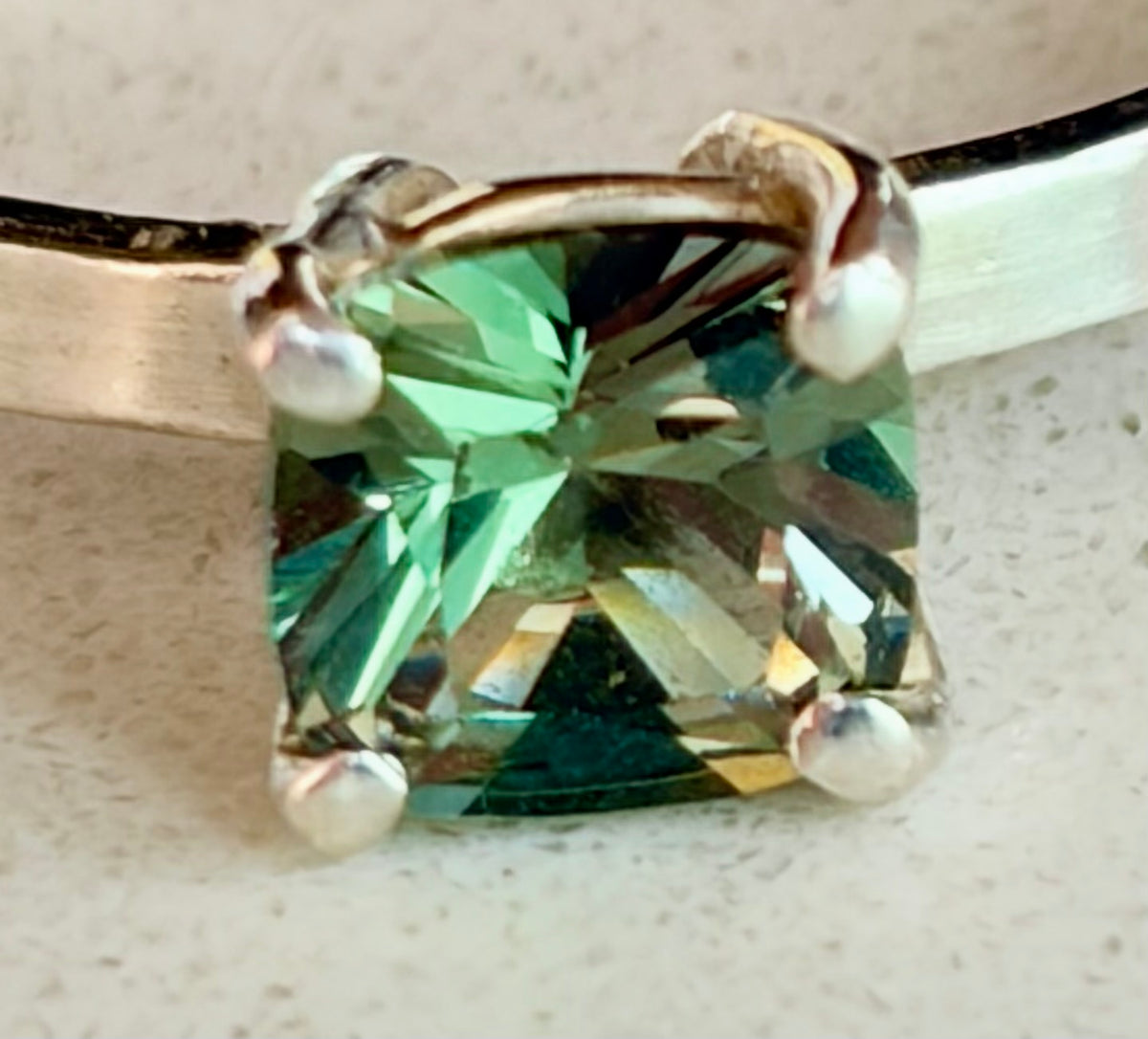 Green Tea Tourmaline Sterling Silver Ring