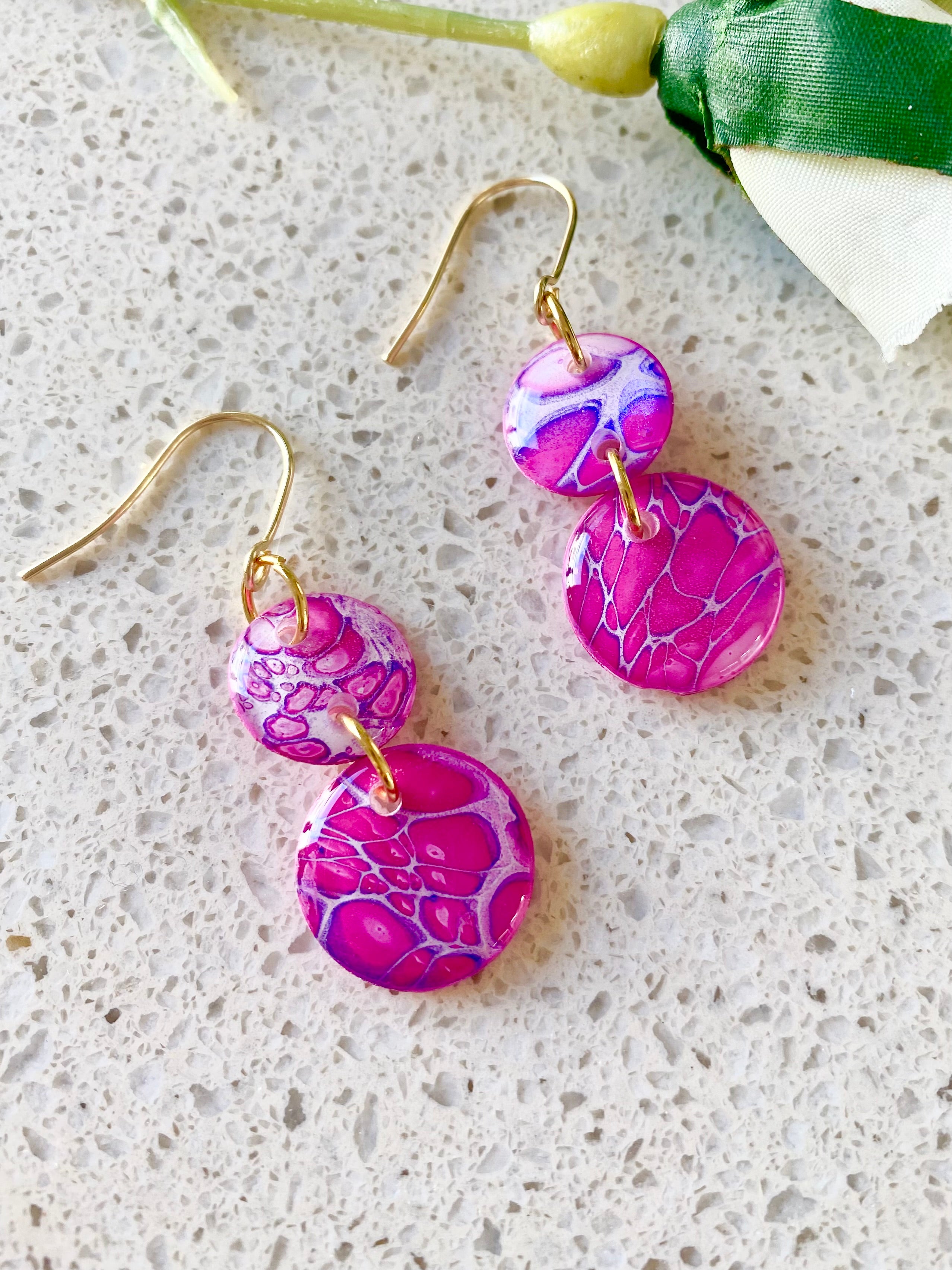 Pretty Pink Painted Dangle Earrings
