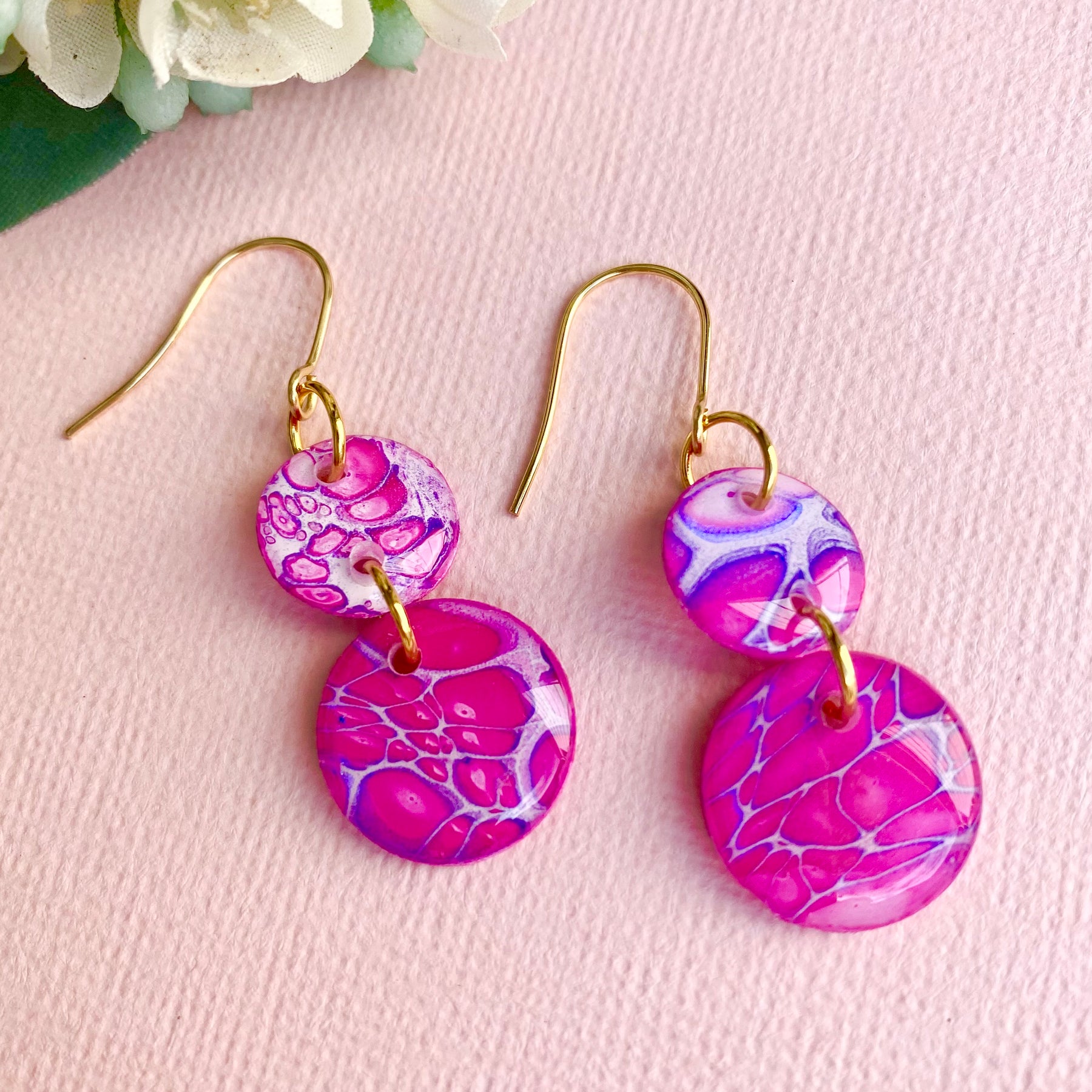 Pretty Pink Painted Dangle Earrings