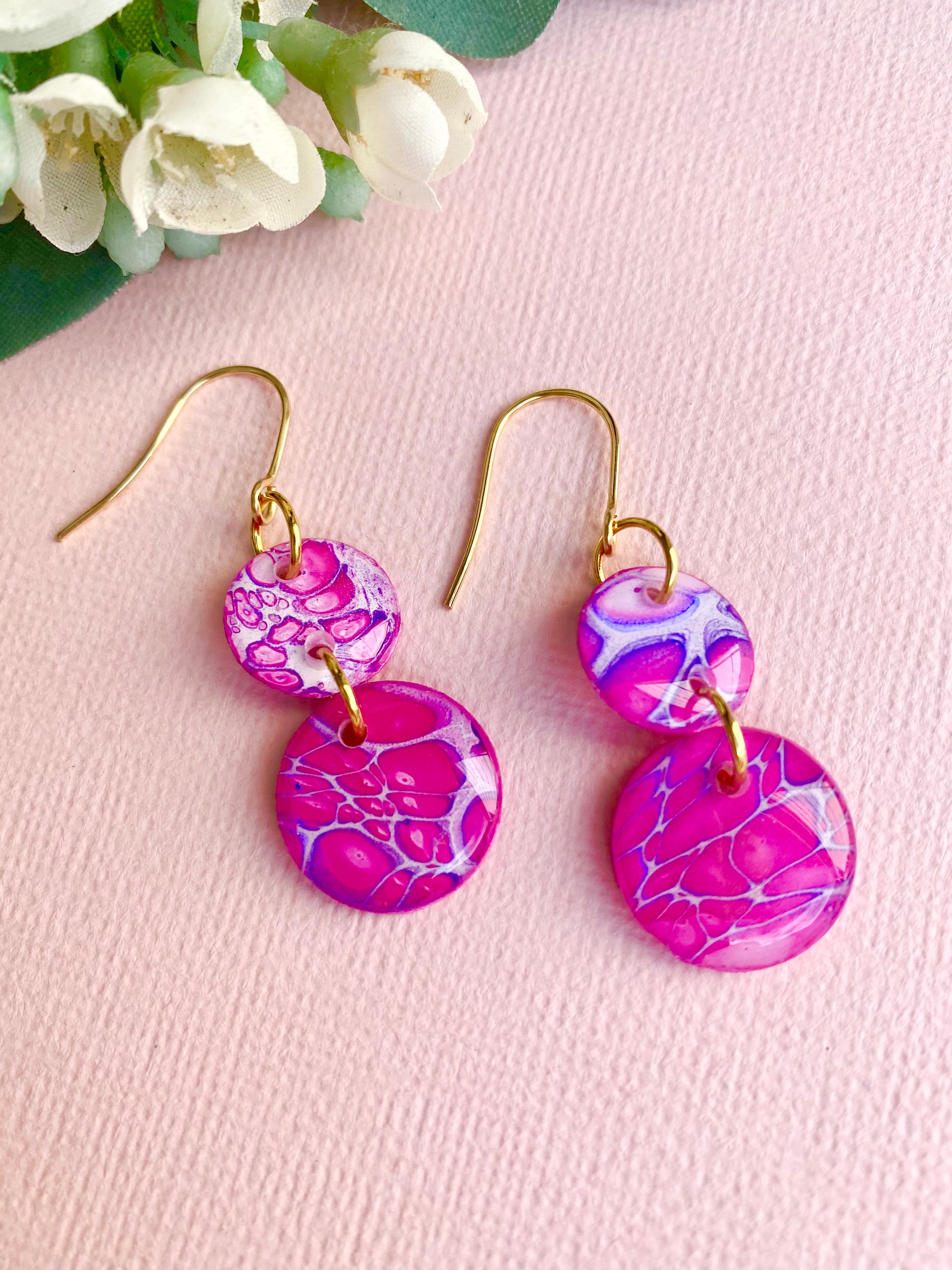 Pretty Pink Painted Dangle Earrings
