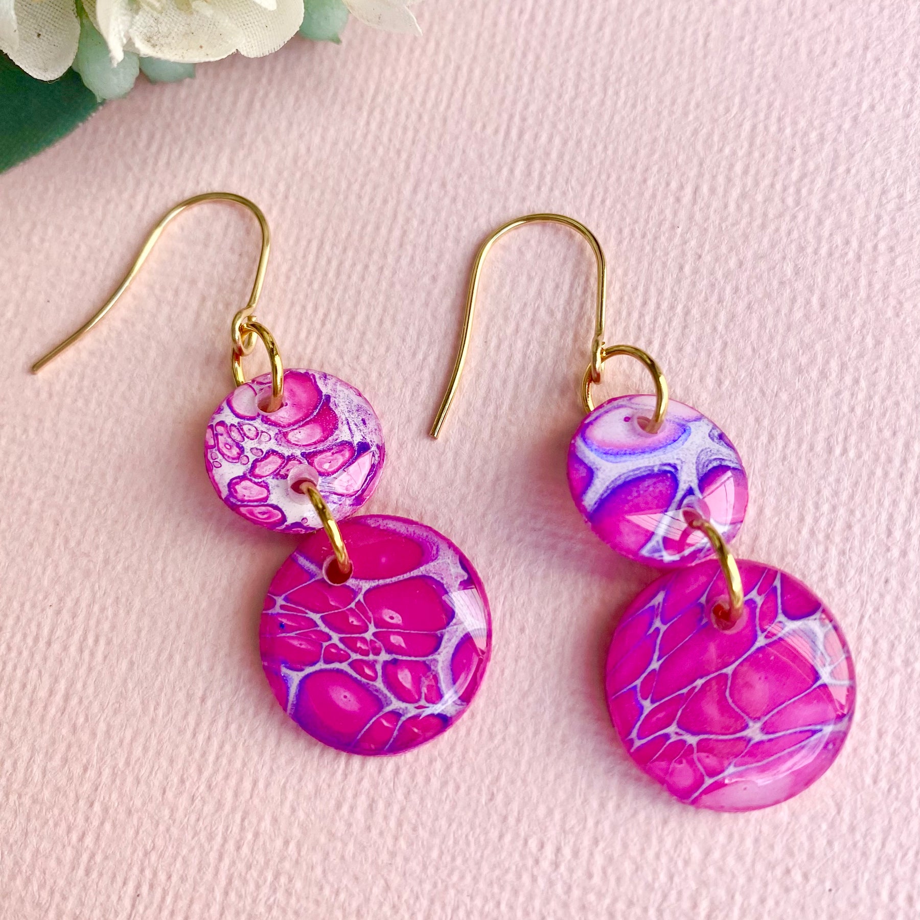 Pretty Pink Painted Dangle Earrings
