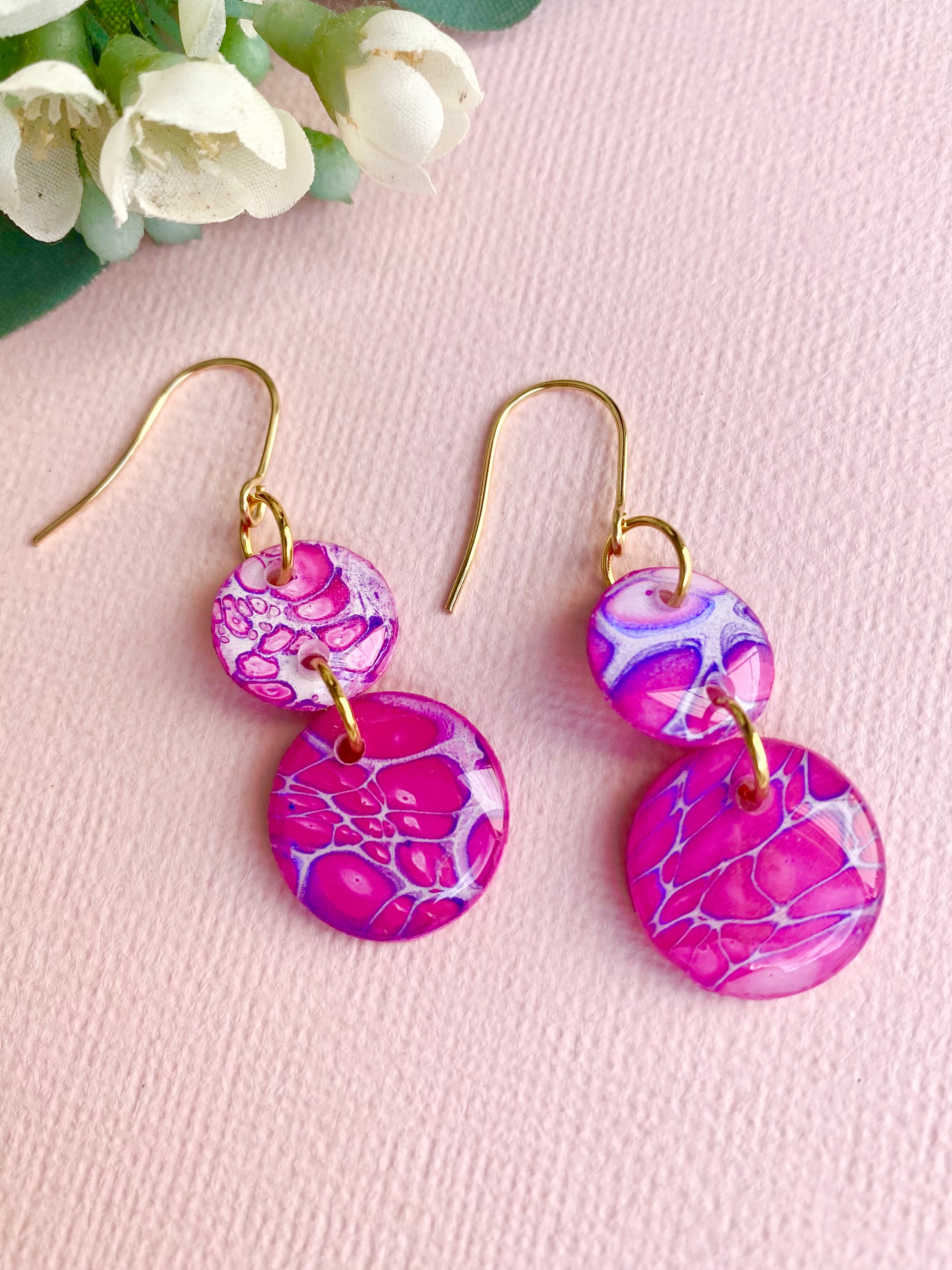 Pretty Pink Painted Dangle Earrings