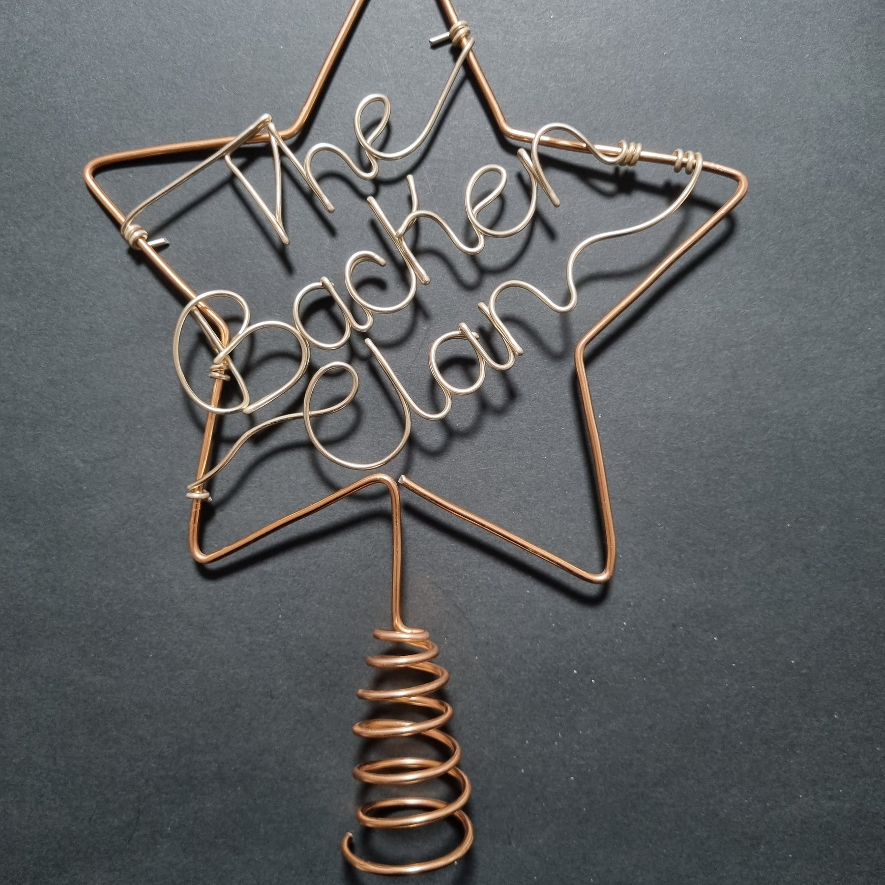 Personalised Christmas Tree Topper | Custom Wire Star Family Name Topper | Xmas Tree Star Decoration | Custom Colour Wire Art | Family Name Gift | New Home First Christmas