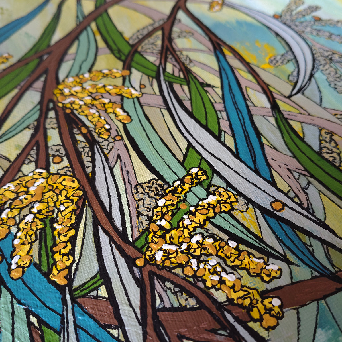 A3 ORIGINAL ARTWORK - "Breezy Whispers of Wattle" - Abstract Art