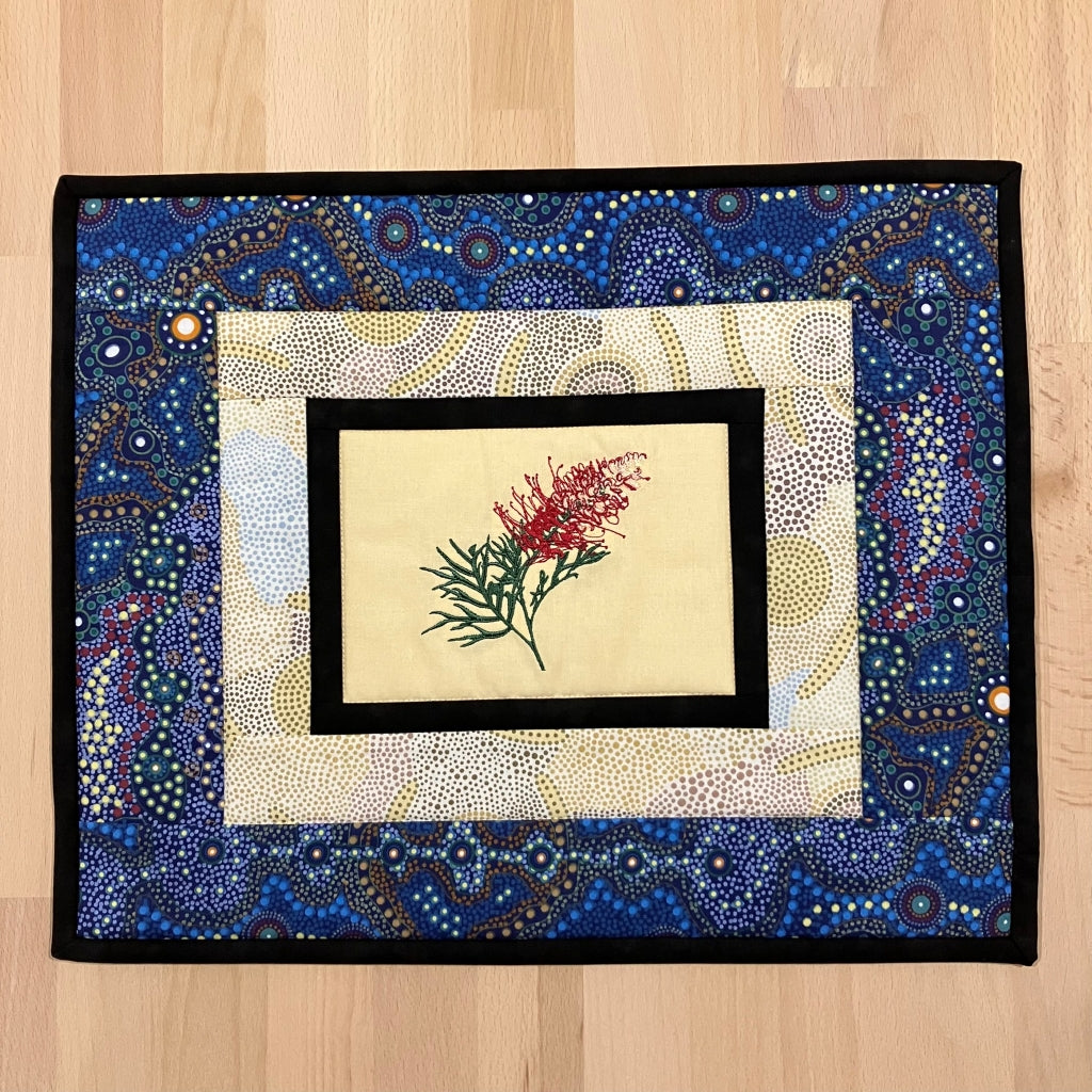 handmade Australian native quilted - grevillea