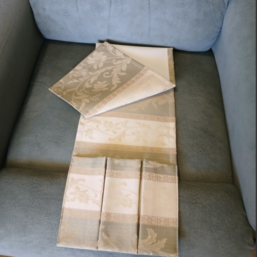 Fabric Remote Control Holder -green & gold 3 pockets