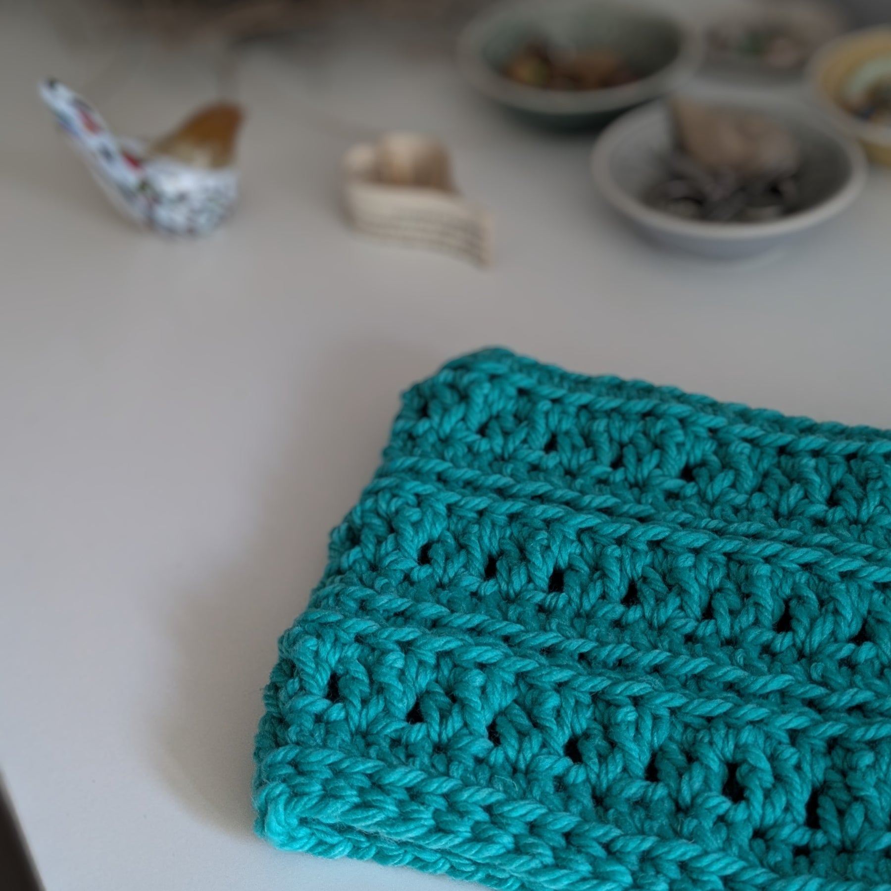 Handmade Crochet Cowl Neck Warmer Turquoise