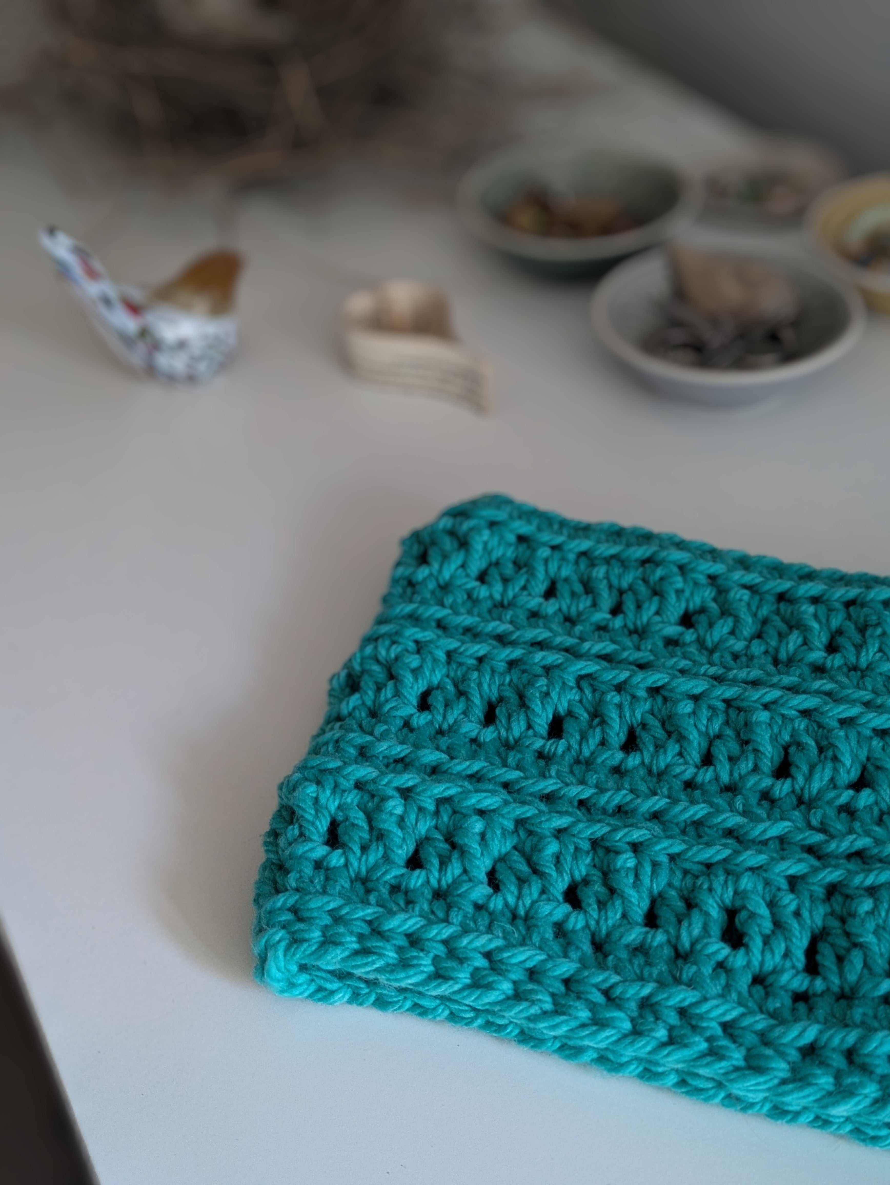 Handmade Crochet Cowl Neck Warmer Turquoise