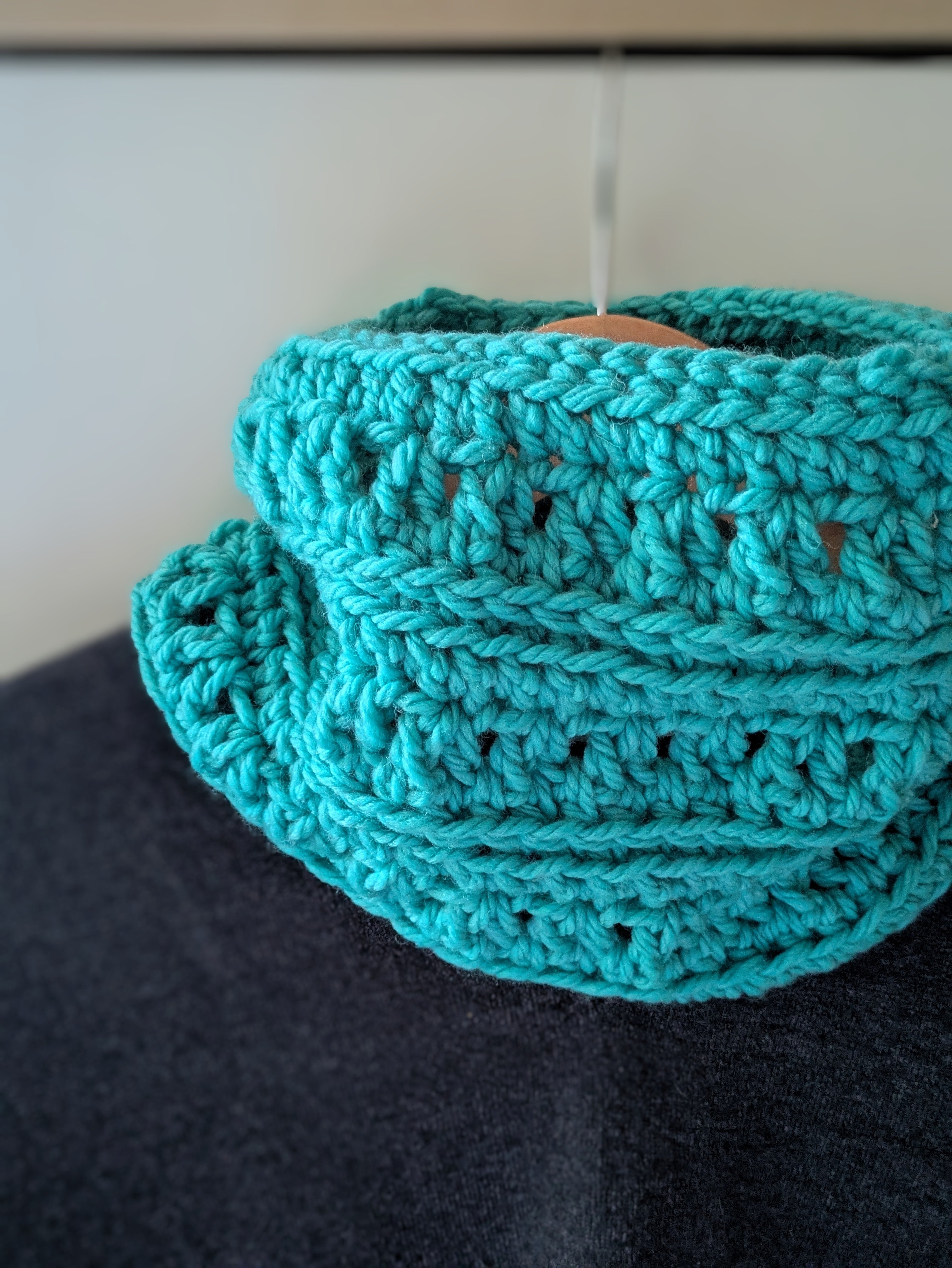 Handmade Crochet Cowl Neck Warmer Turquoise