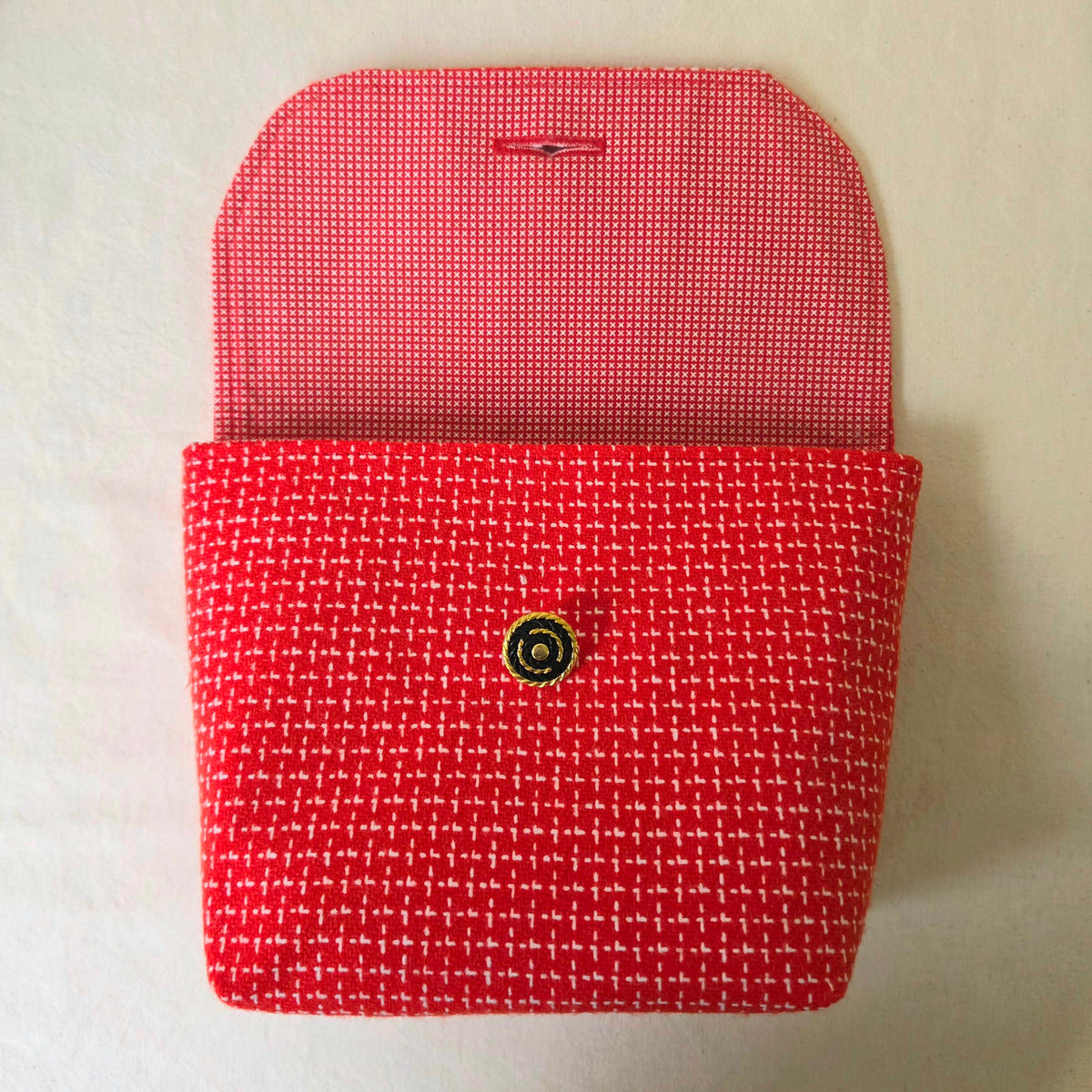 Red Tweed Vintage-Style Clutch | Upcycled Pre-Loved Fabric