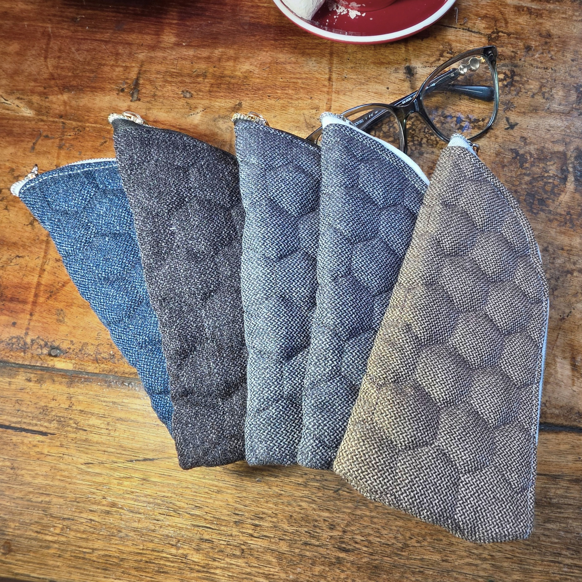 Quilted glasses and sunglasses case, handmade and upcycled NEW DESIGN